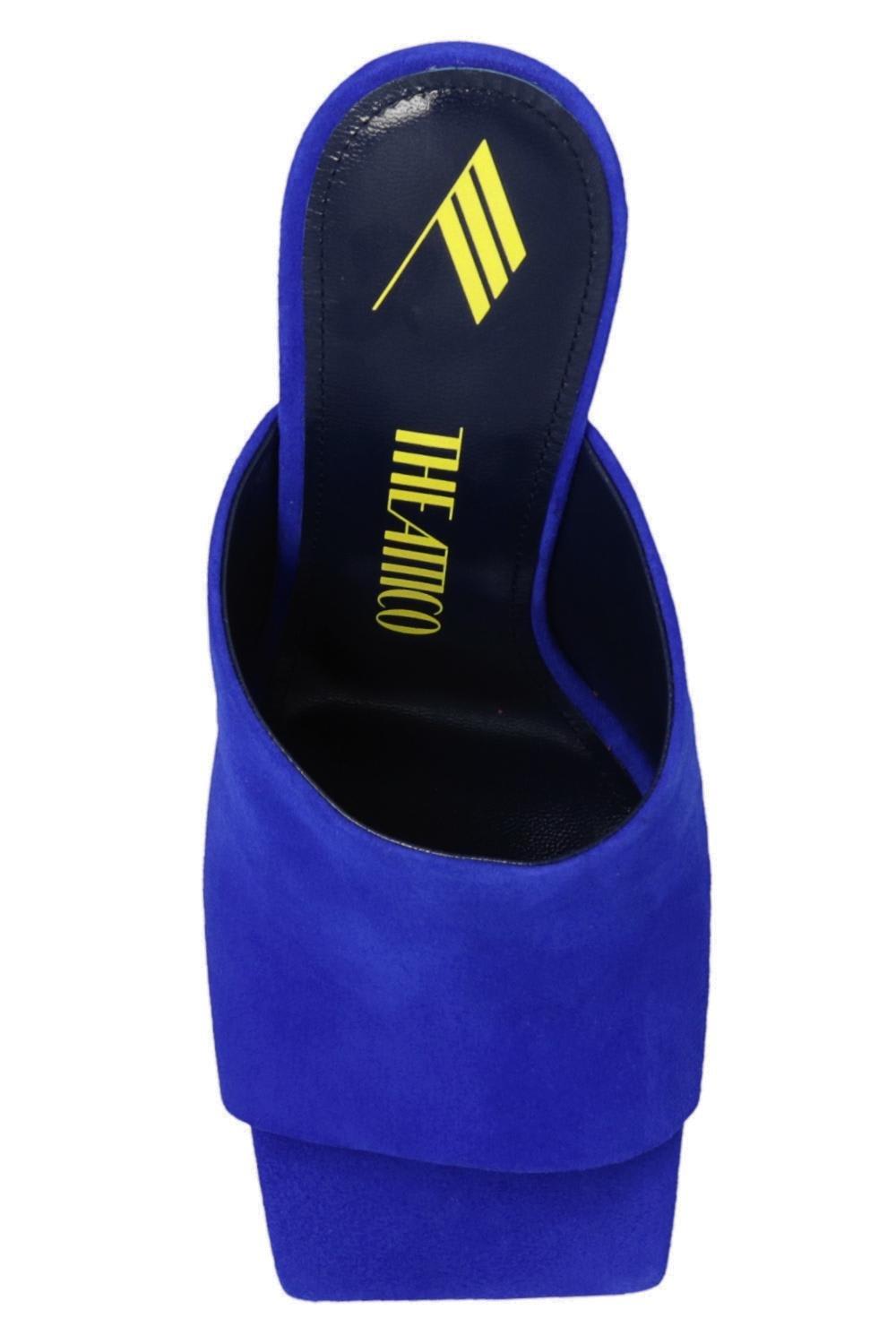 Shop Attico Cheope Wedge Mules In Blue
