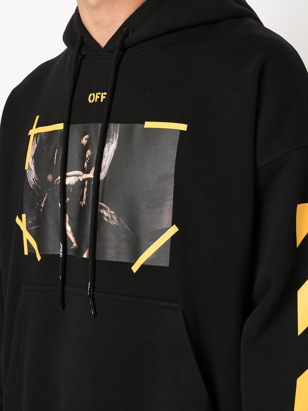 Off-white Caravaggio-print Cotton Hoodie In Black White | ModeSens