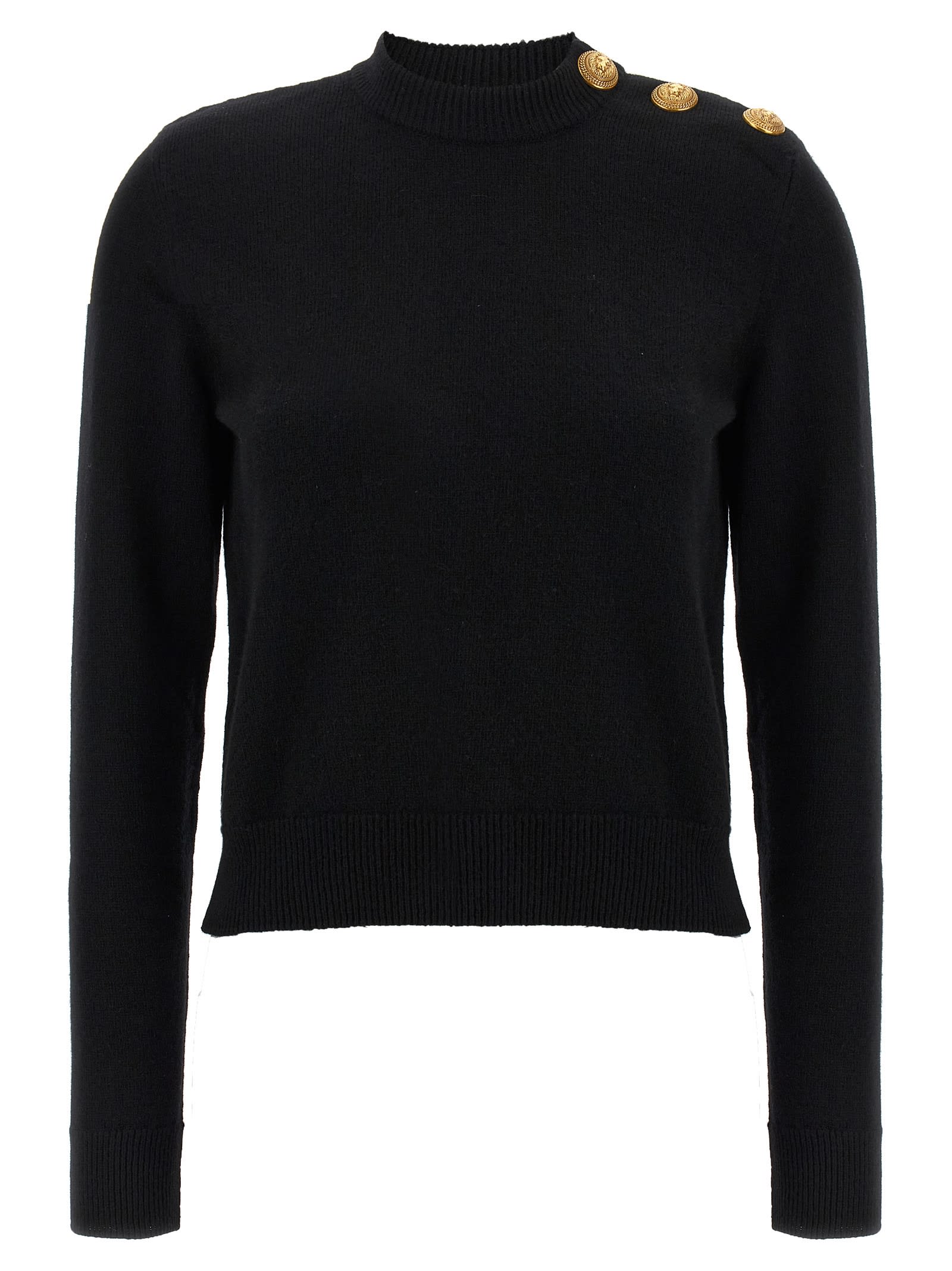 Balmain Eco-cashmere Button Sweater Sweaters And Cardigans Black In Black
