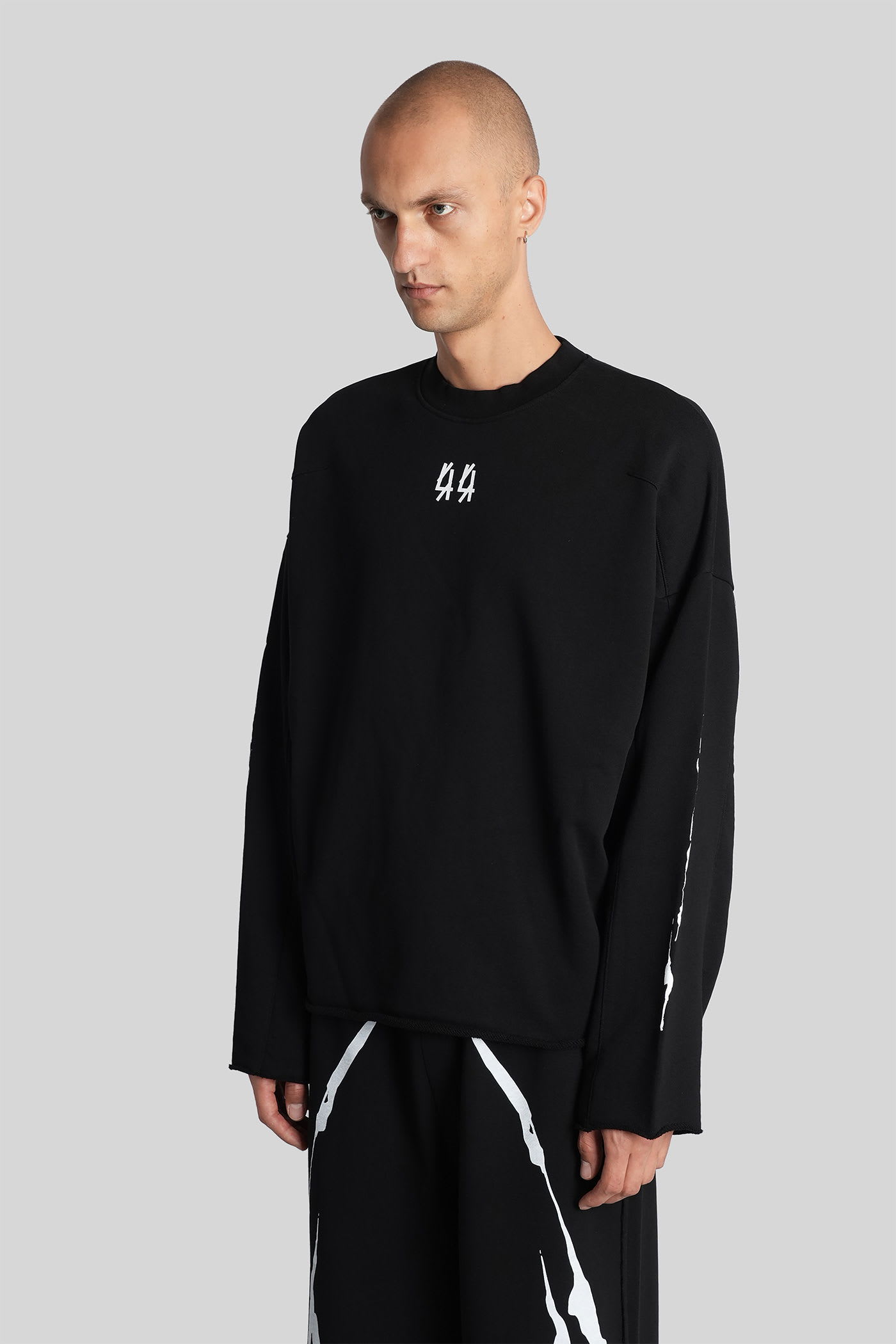 44 Label Group Logo-embroidered Frayed-edge Sweater In Blue