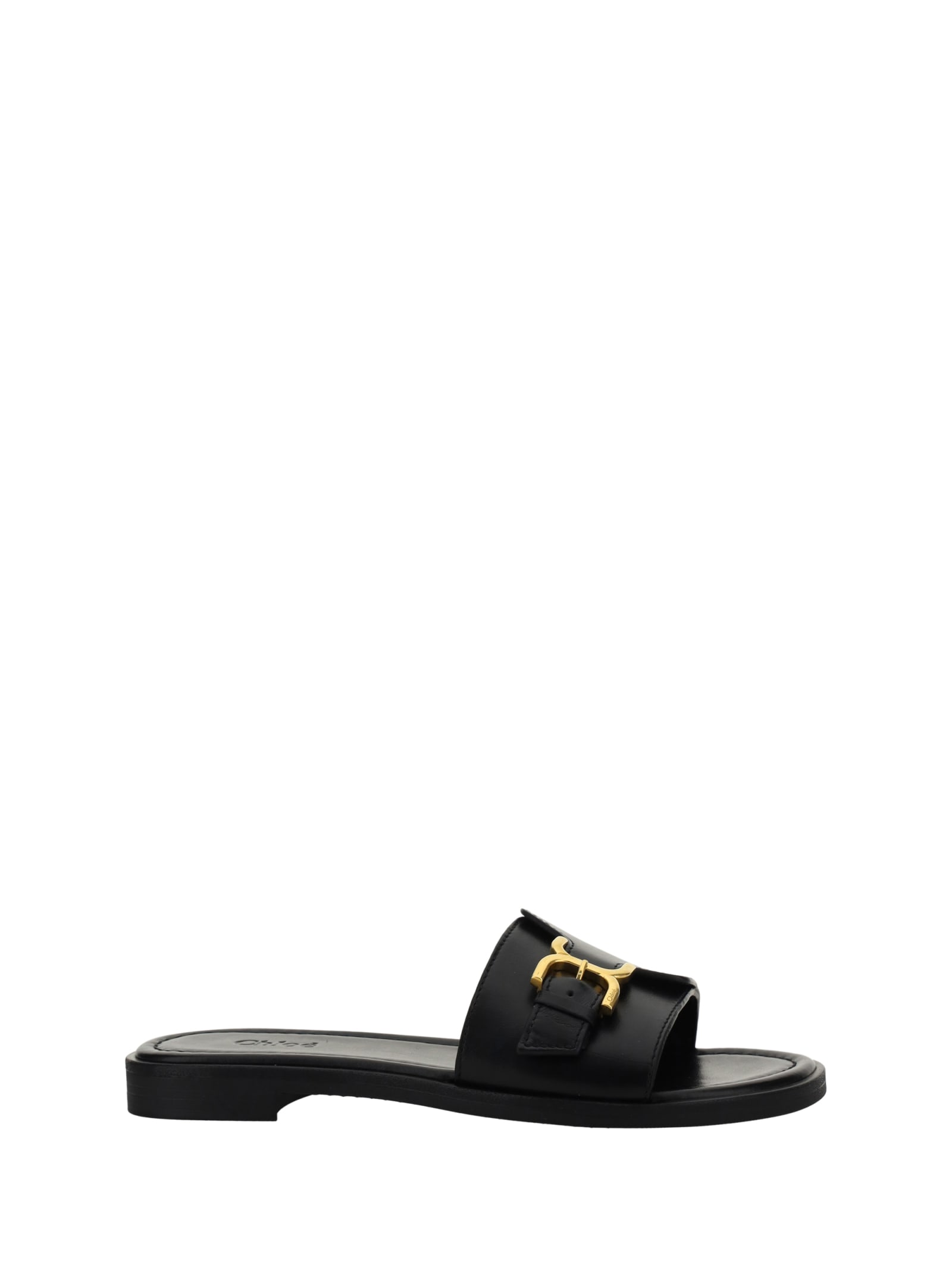 Chloé Marcie Leather-trimmed Espadrille Slides In Black