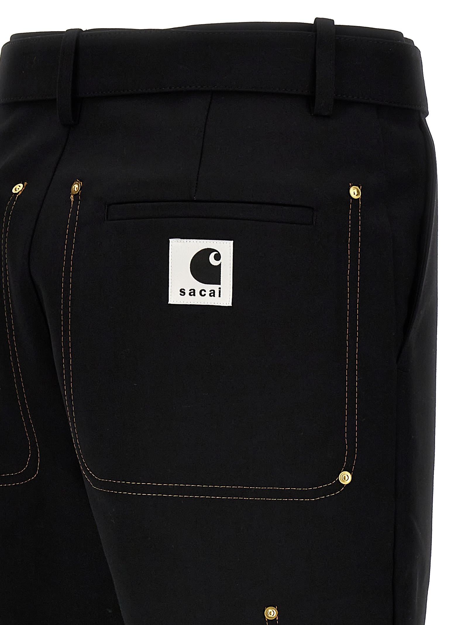 Shop Sacai X Carhartt Wip Pants In Black