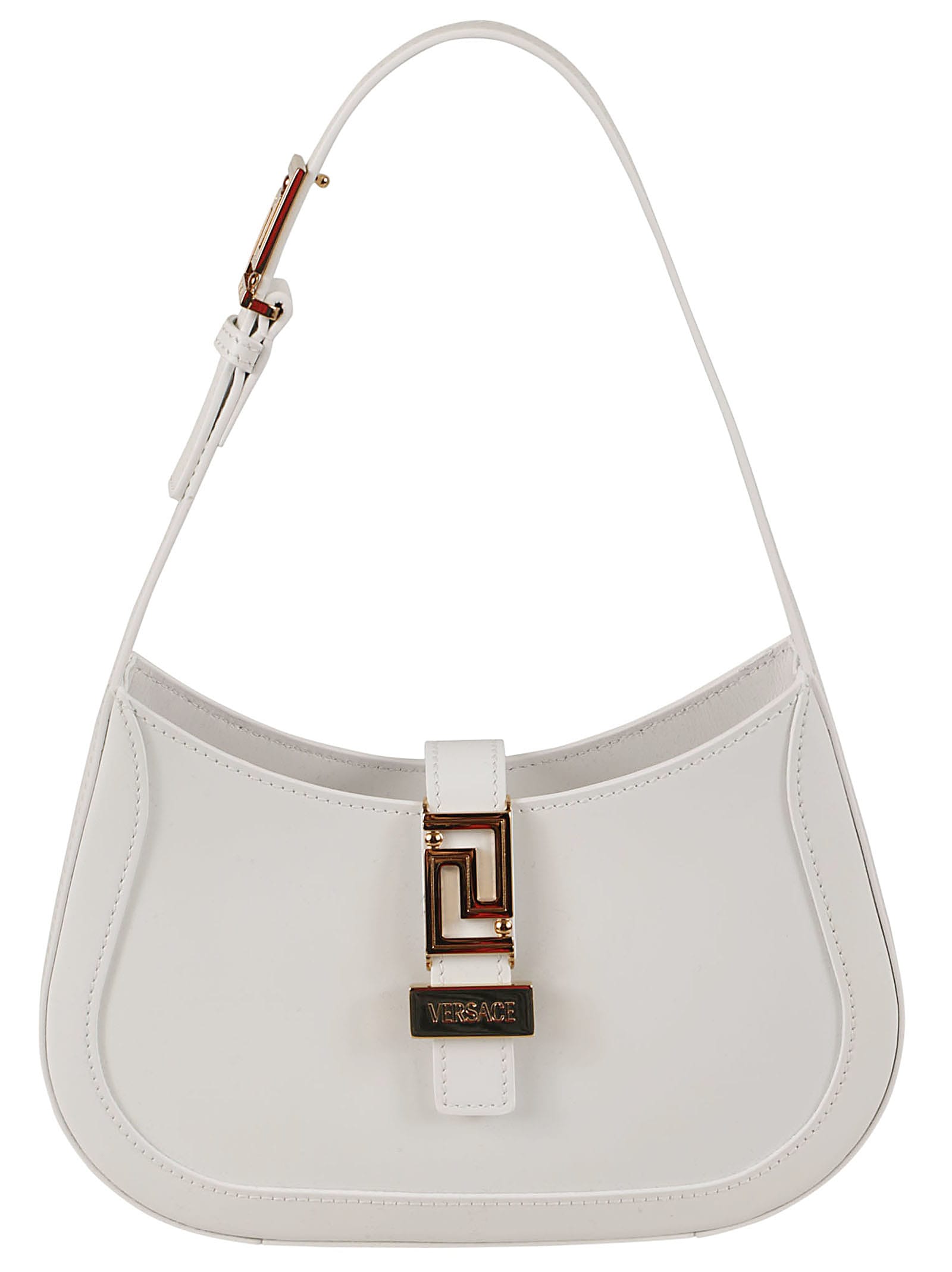 Versace Logo Flap Shoulder Bag In Optic White