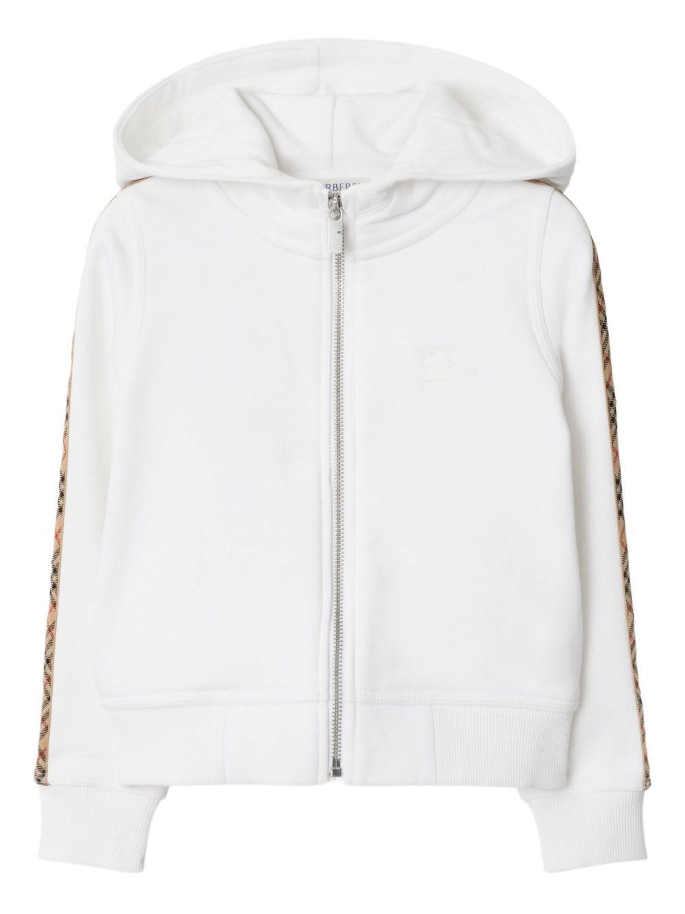 Burberry Kids Hooded Cotton Sweatshirt In White
