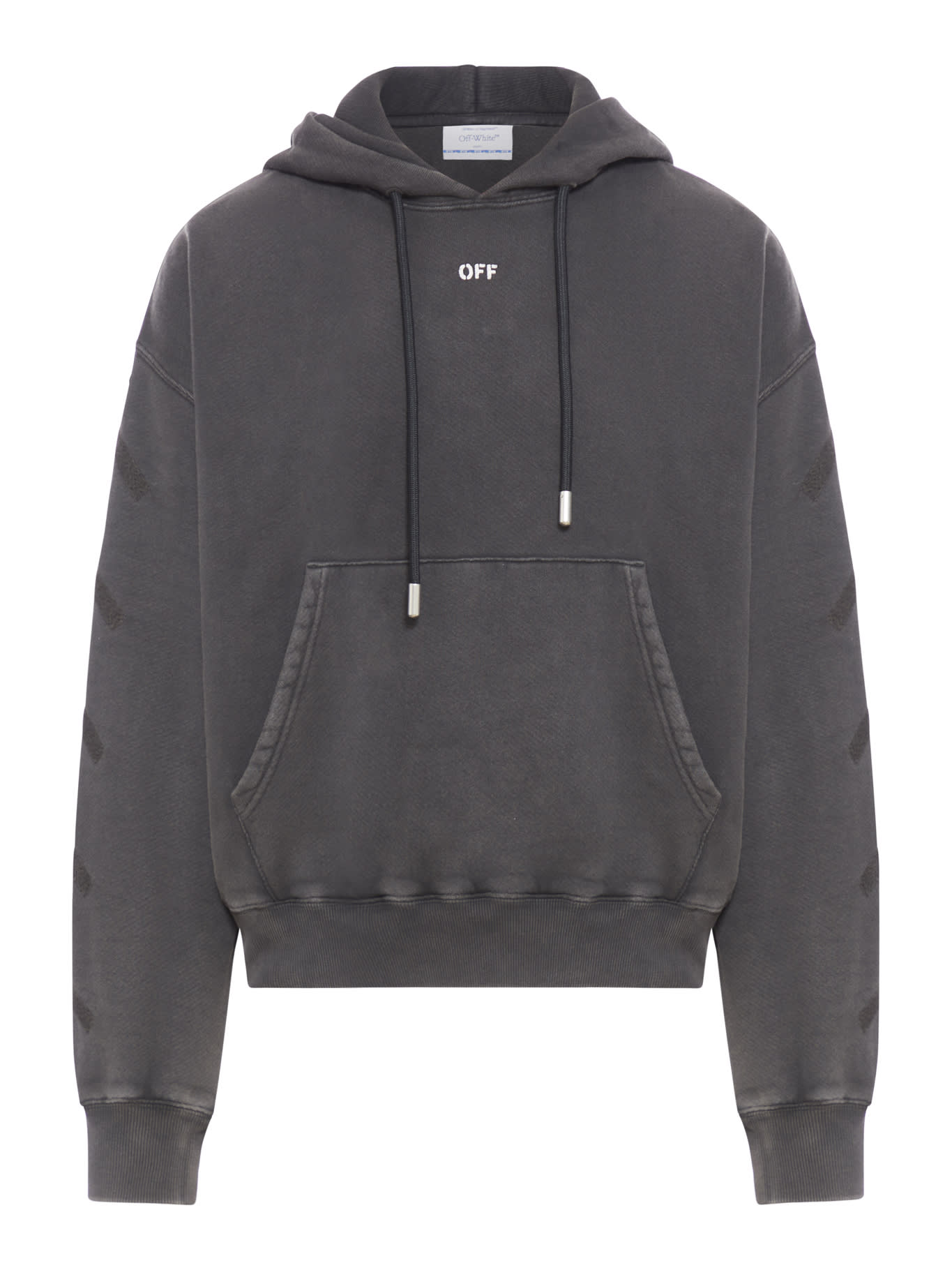 Shop Off-white Logo Hoodie In Black Grey