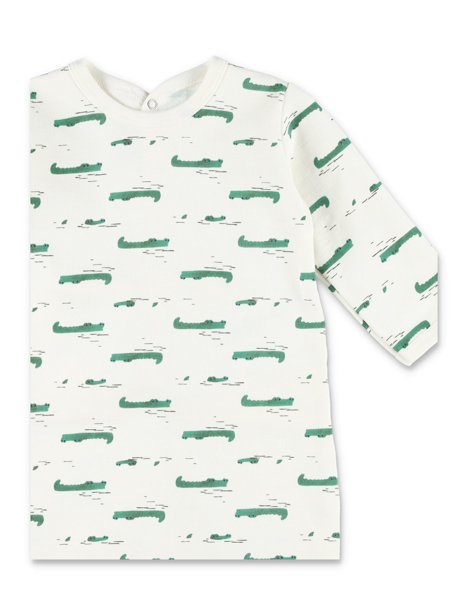 Petit Bateau Fleece Cotton Baby Suit With Crocodile Print In Multi