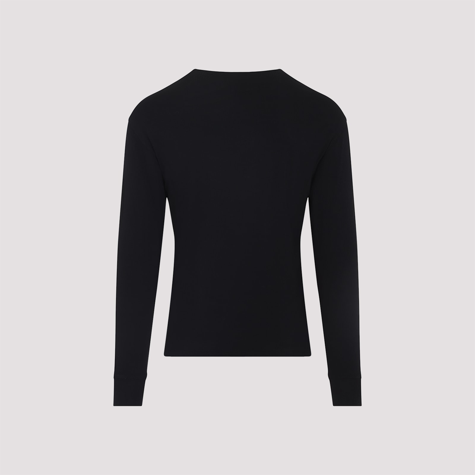 Tom Ford Long-sleeved Henley Top With Buttoned Placket And Fitted Silhouette In Black