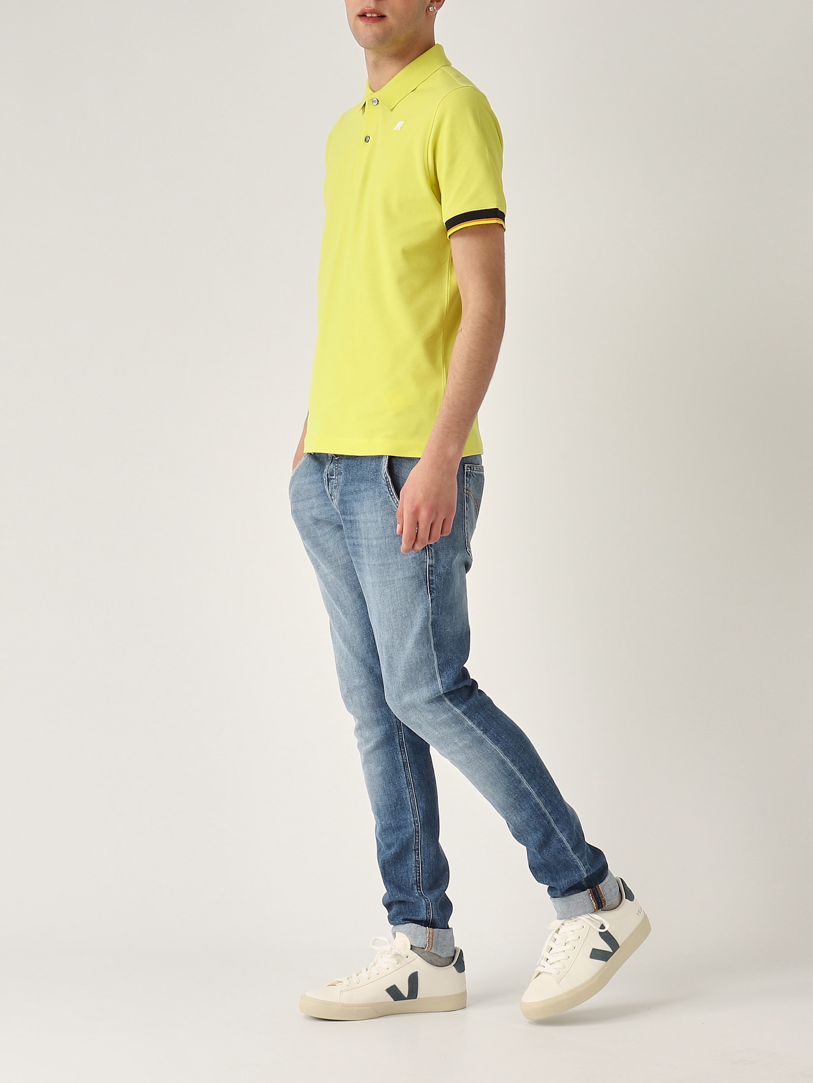 K-way Vincent Pique Sottocollo In Contrasto Polo In Yellow