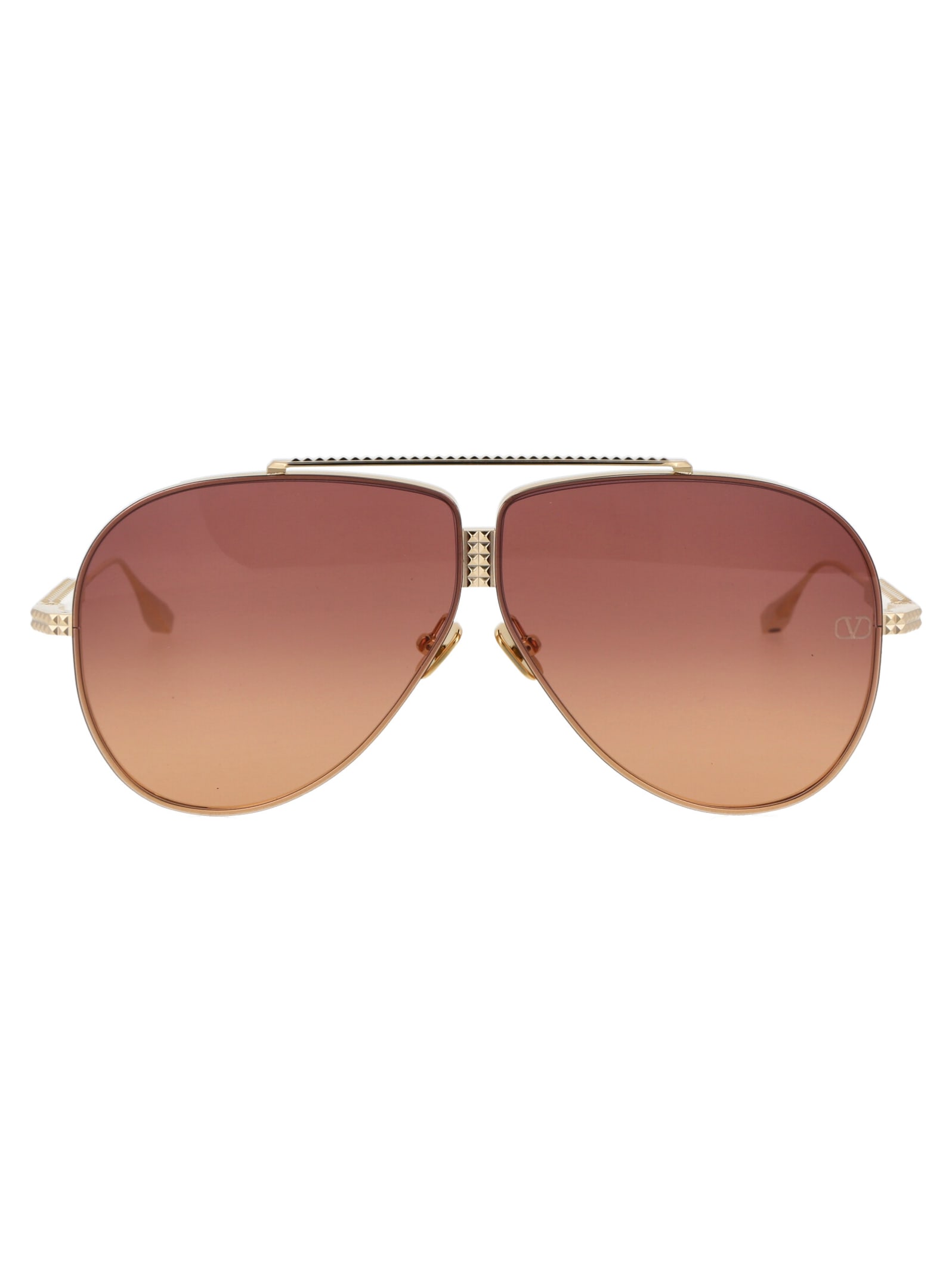 Shop Valentino Xvi Sunglasses In Light Gold W/ Violet To Orange