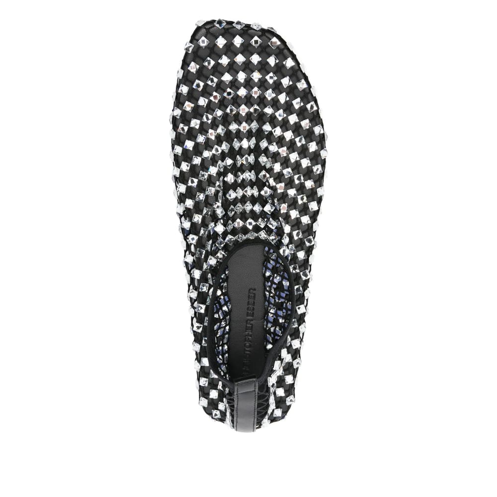 Christopher Esber Minette Bezeled Mesh Ballet Flats In Black Nylon In Black