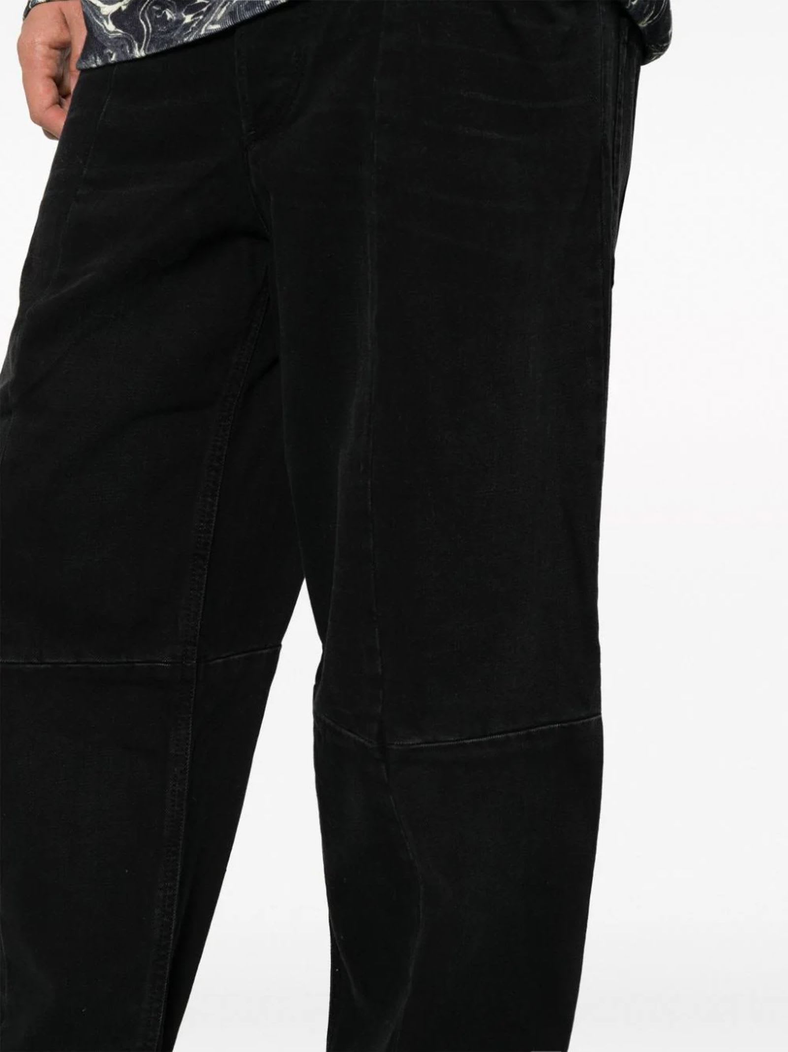 Shop Isabel Marant Black Cotton Blend Trousers