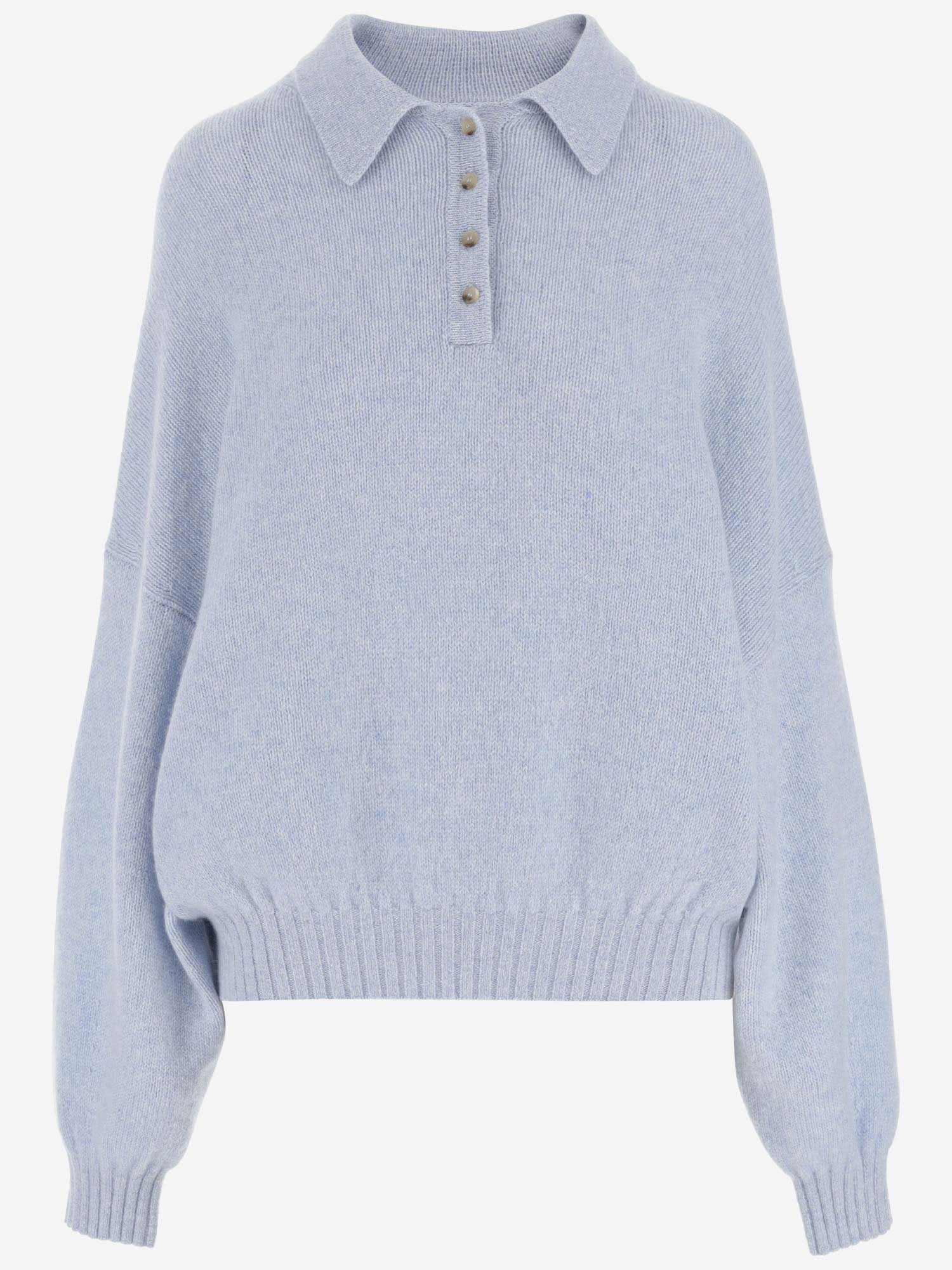 Shop Khaite Stretch Cashmere Sweater In Blue