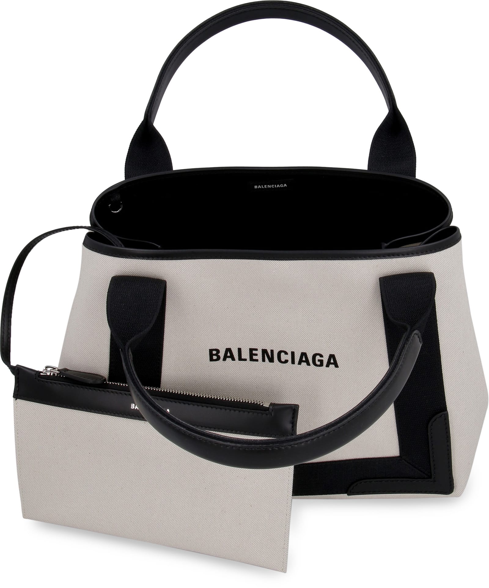 Shop Balenciaga Cabas Canvas Tote Bag In Panna