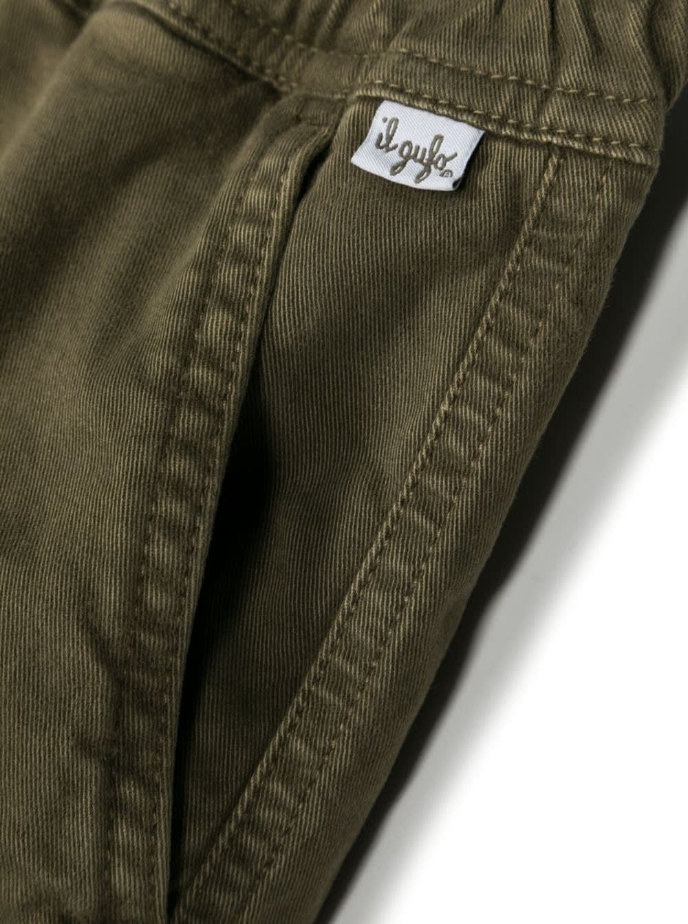 Shop Il Gufo Green Pants With Elastic Waistband In Stretch Cotton Boy