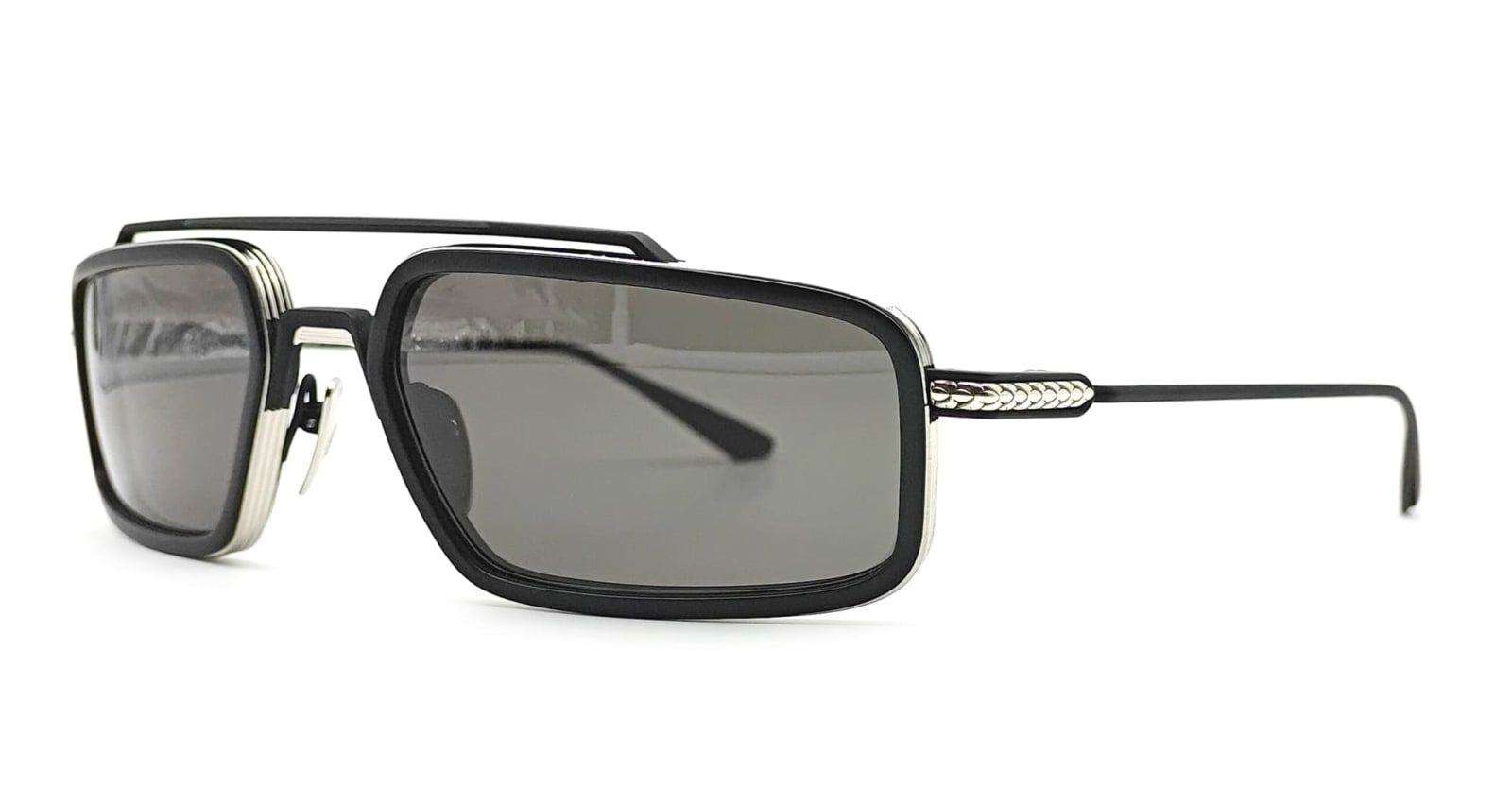Shop Chrome Hearts Eader - Brushed Silver / Matte Black Sunglasses