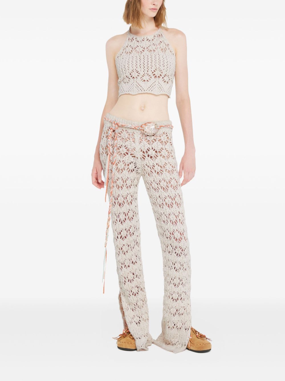 Alanui Lagoon Romance Cotton-blend Crochet Crop Top In White