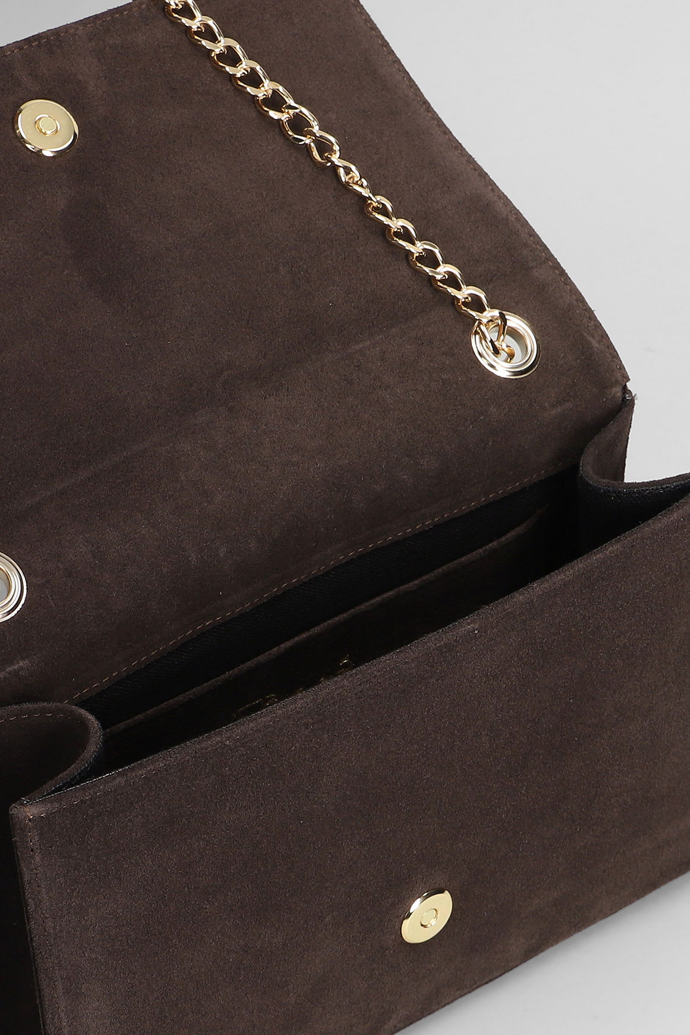 Via Roma 15 Shoulder Bag In Dark Brown Suede In Brown