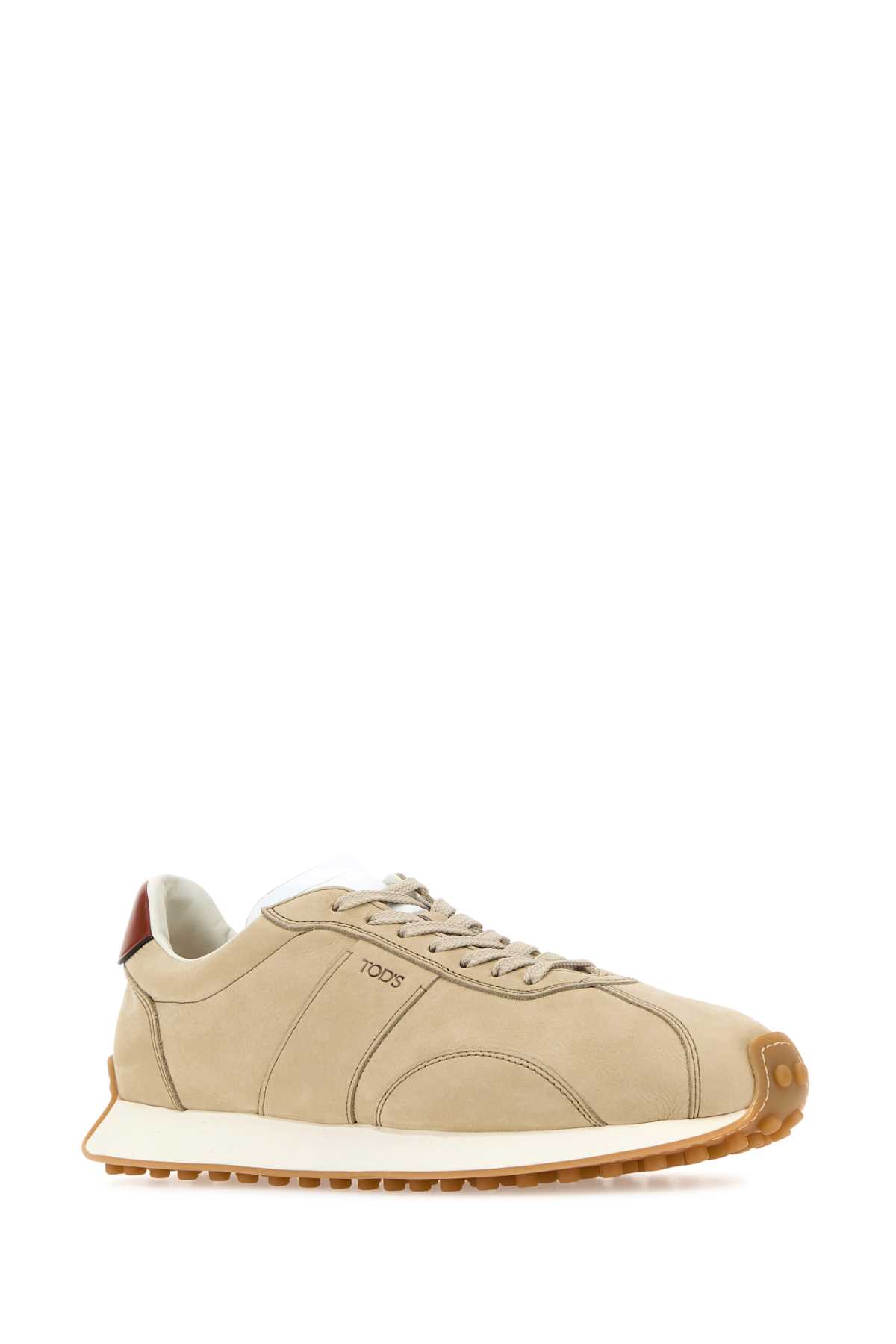 Shop Tod's Beige Leather Sneakers In 0en2