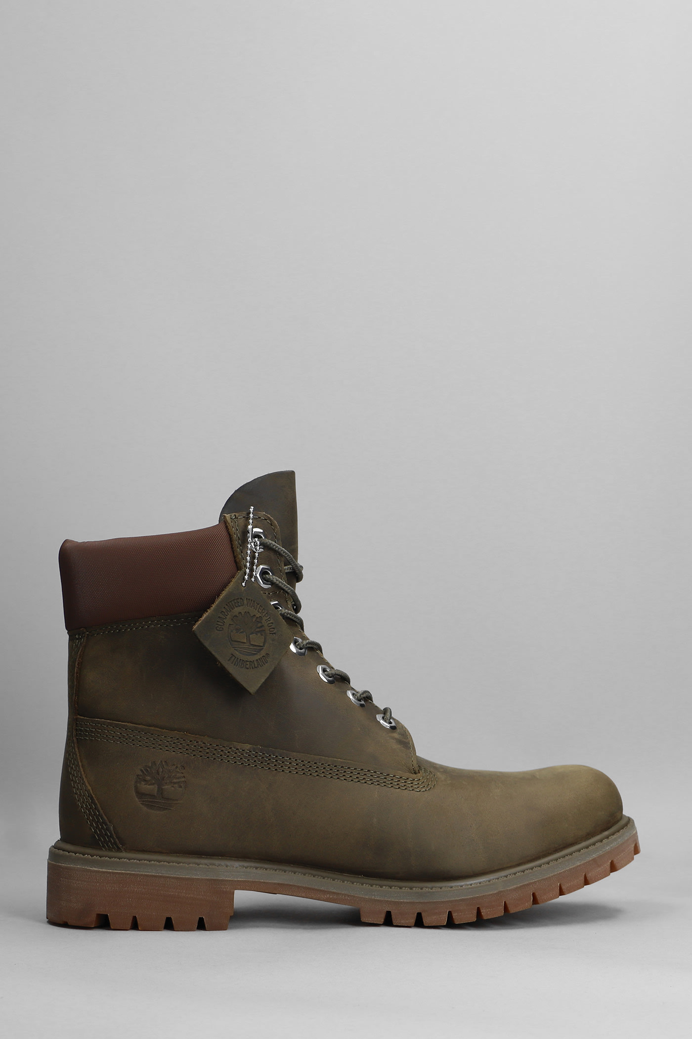 Timberland 6 Prem Bt Combat Boots In Green Leather