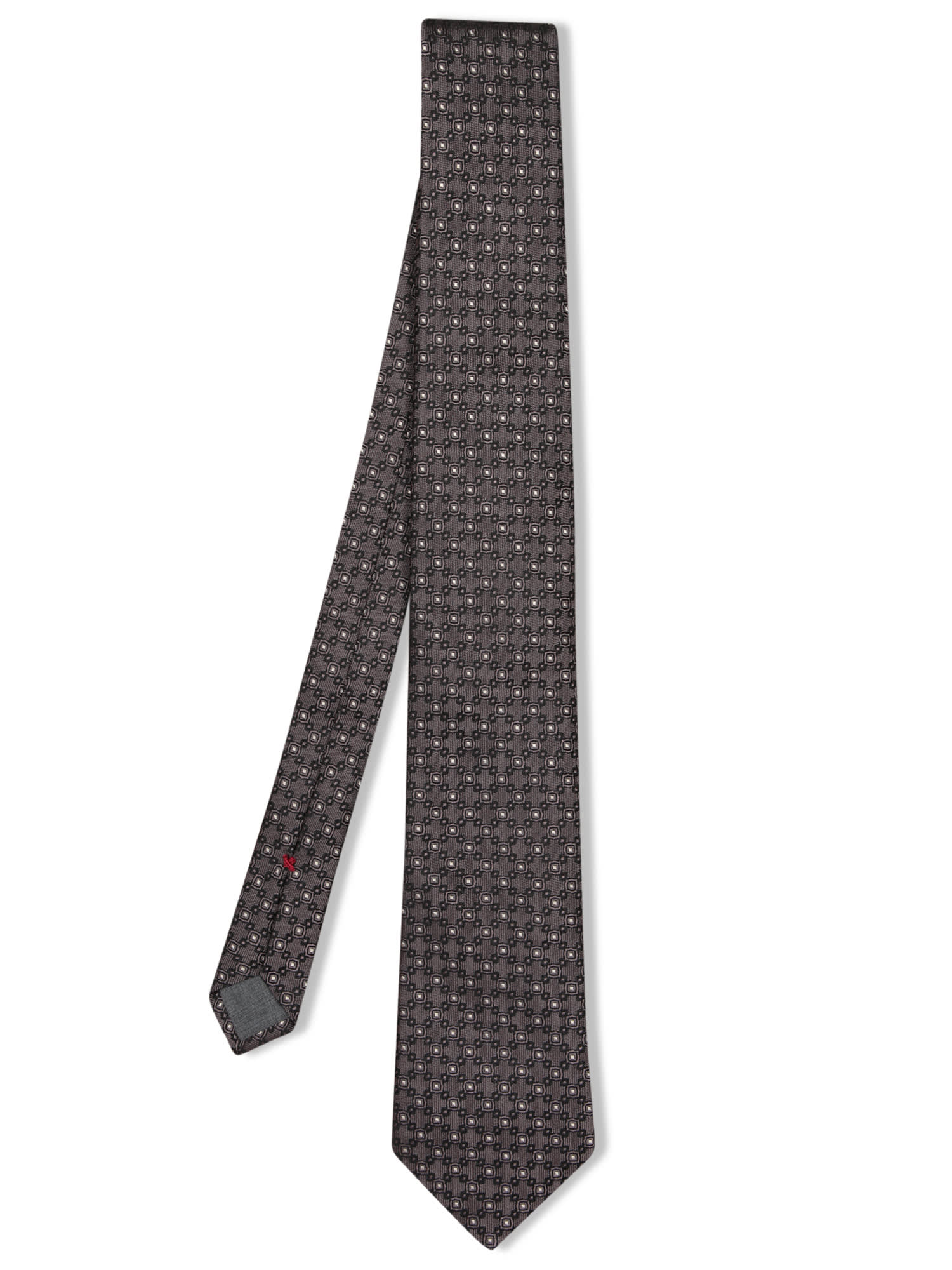 Brunello Cucinelli Brown Micro Pattern Tie In Brown