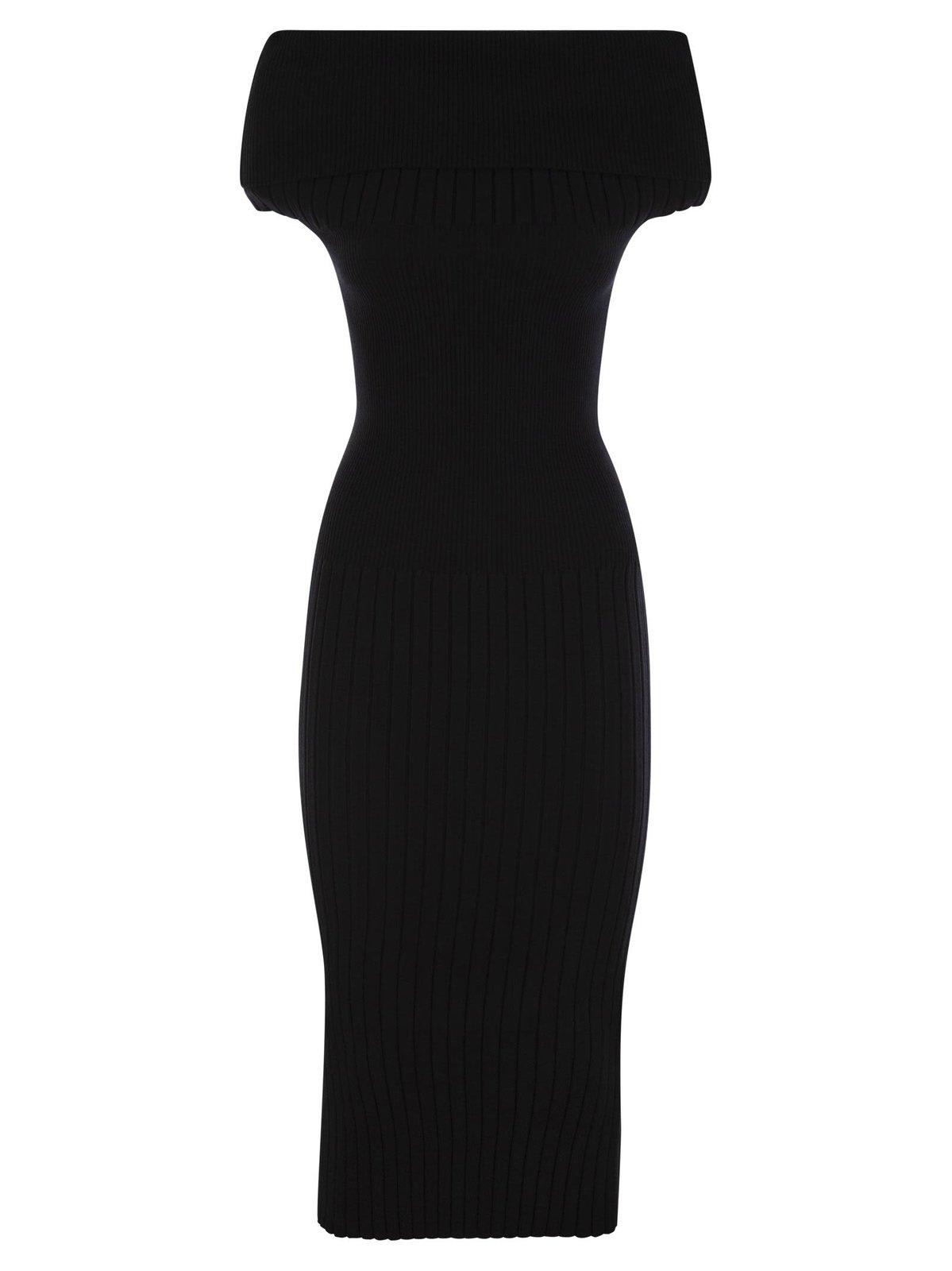 Shop Sportmax Off-shoulder Midi Dress In Black