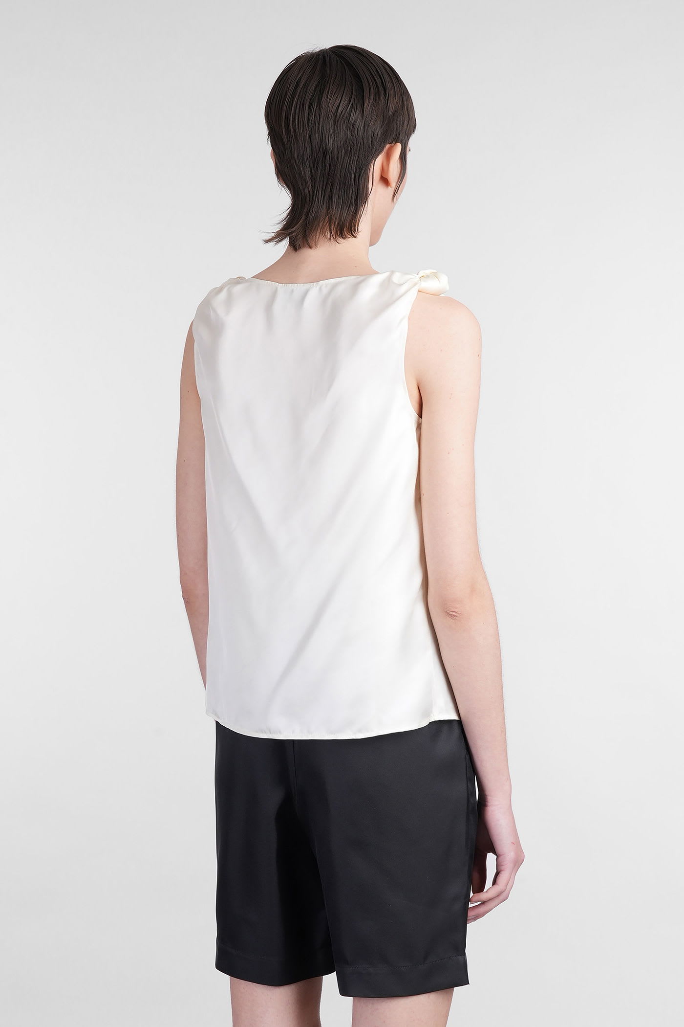 LOULOU STUDIO REMY TOPWEAR IN BEIGE SILK 