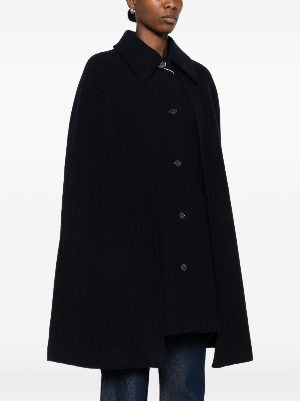 Totême Wool Cape Coat In Black