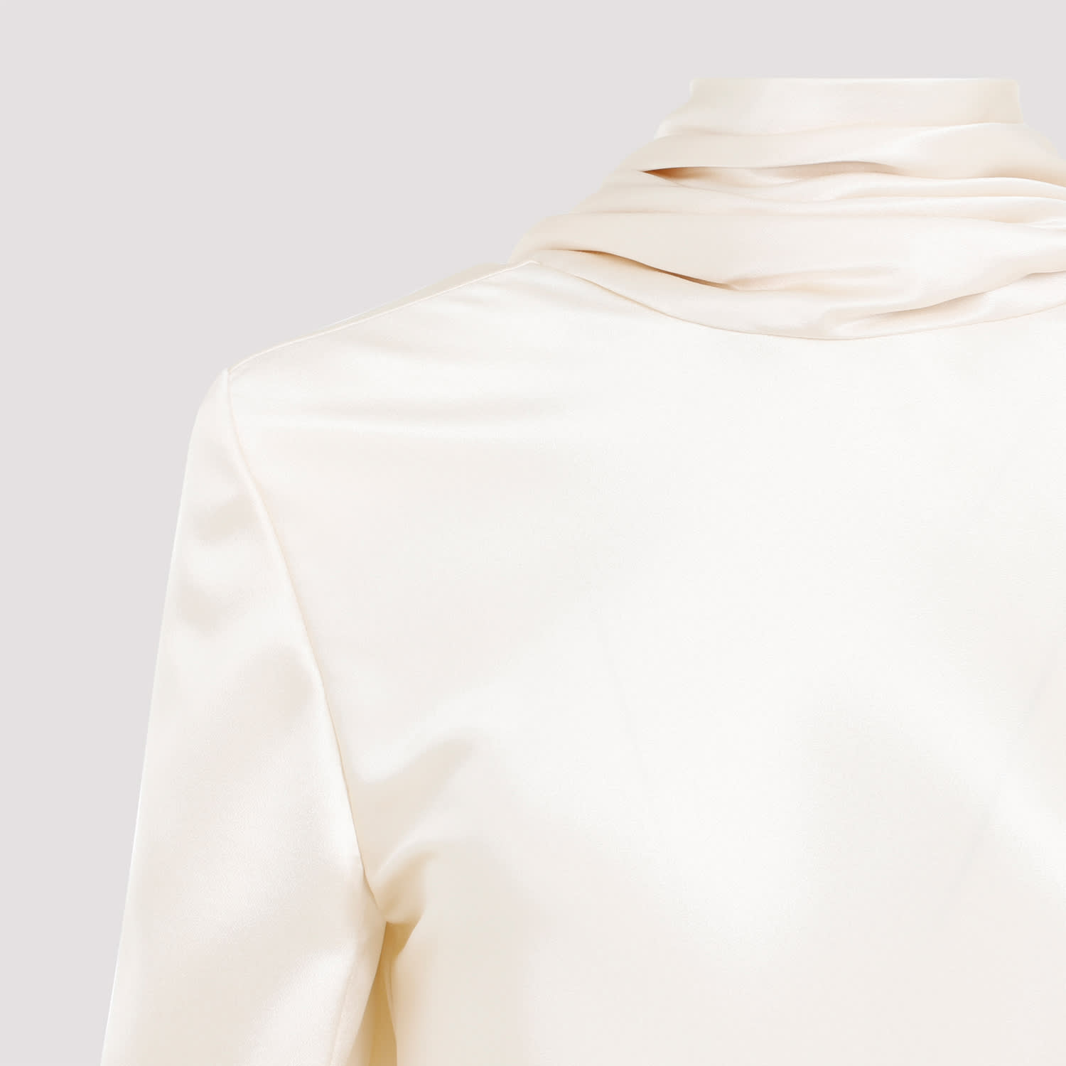 Shop Saint Laurent Draped Crepe Blouse In Craie