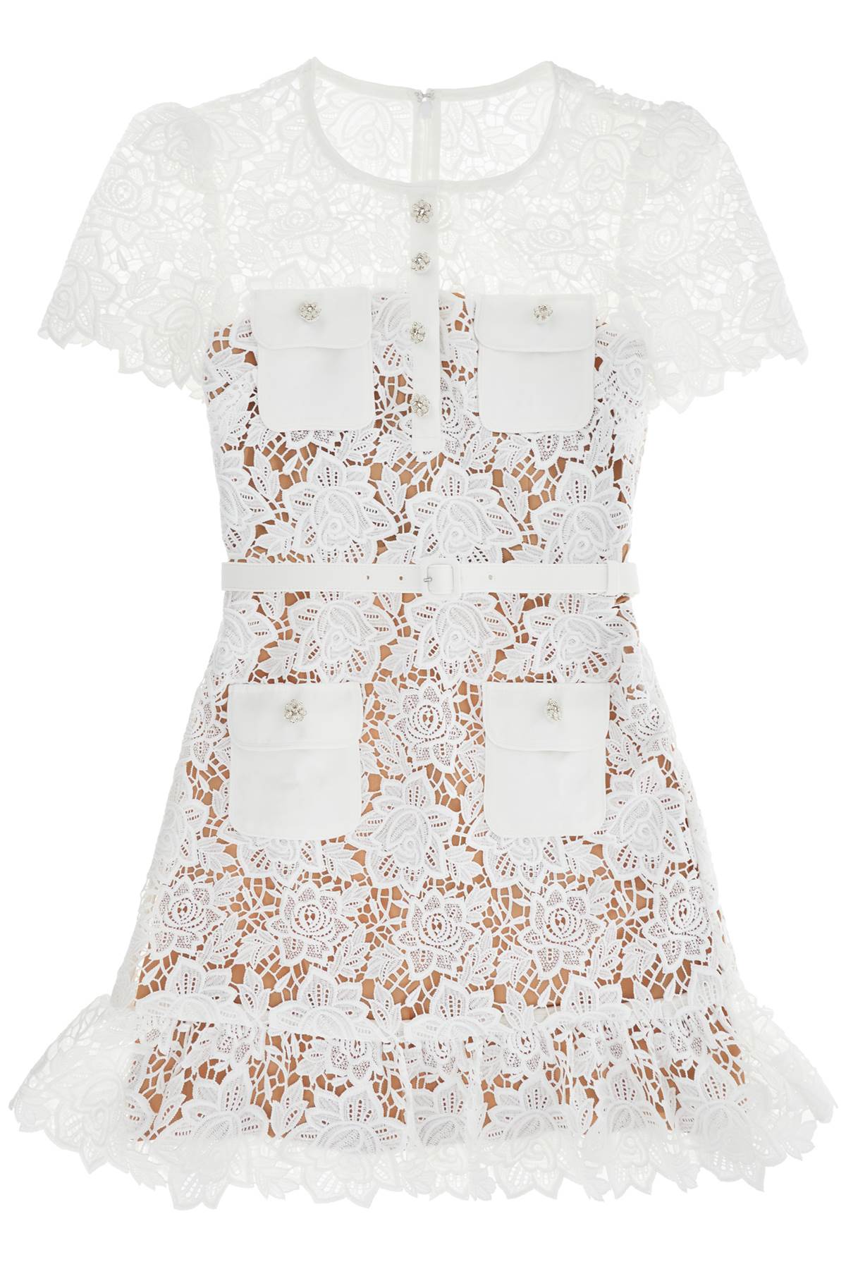 Lace Mini Dress With Belt