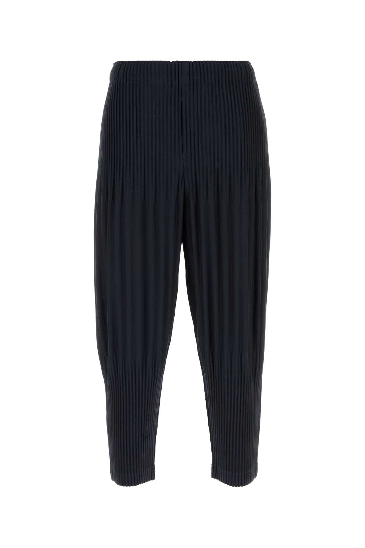 Issey Miyake Cropped Pleated Jogger Pants With Textured Finish In Blue