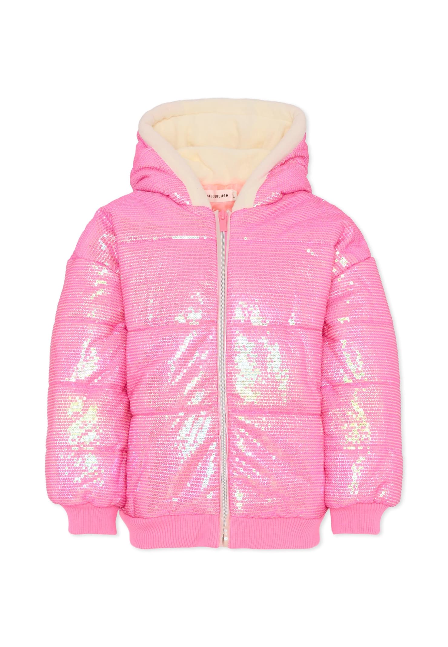 Billieblush Pink Down Jacket For Girl With Sequins In Pink