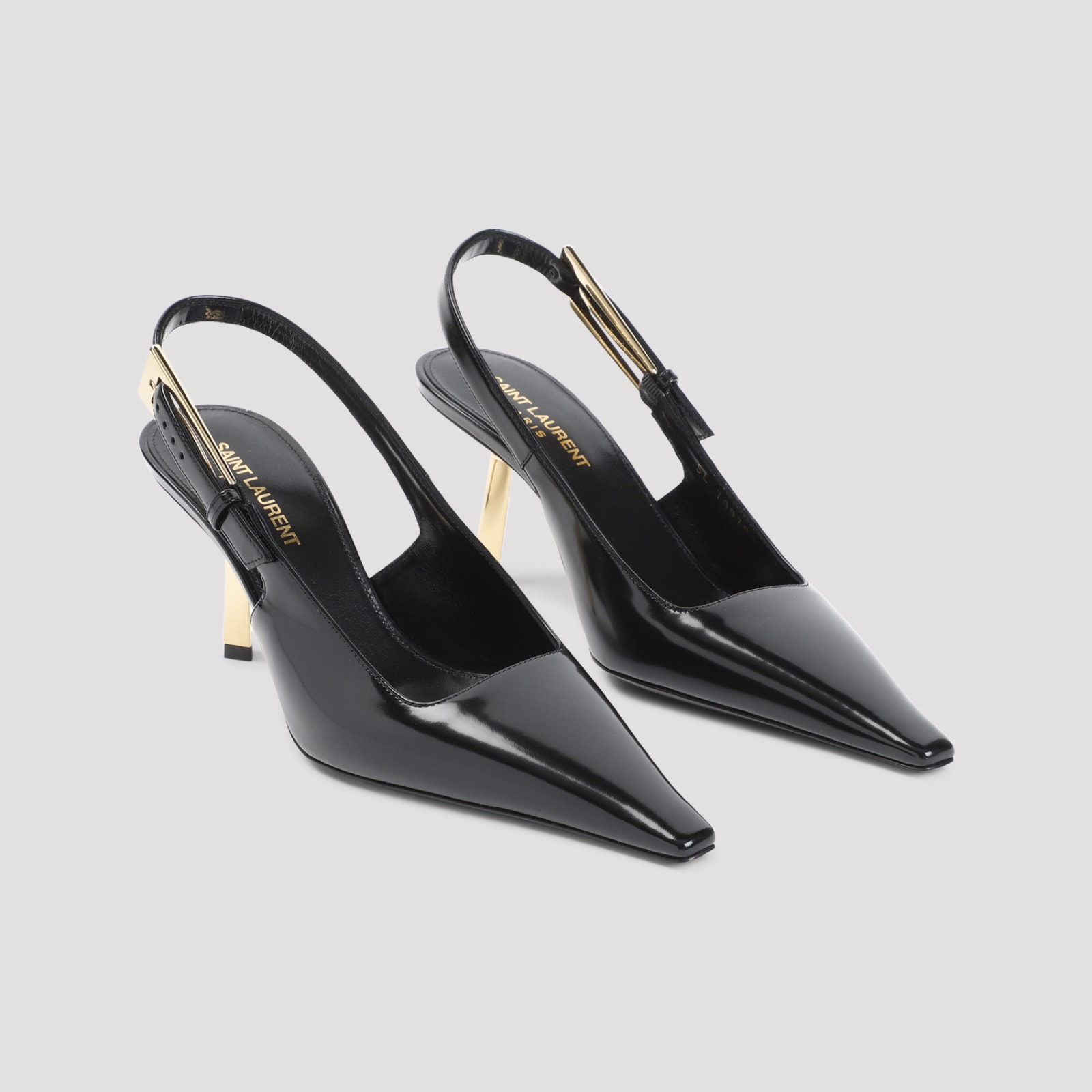 Saint Laurent Graham 110 Patent Leather Slingback Pumps In Black