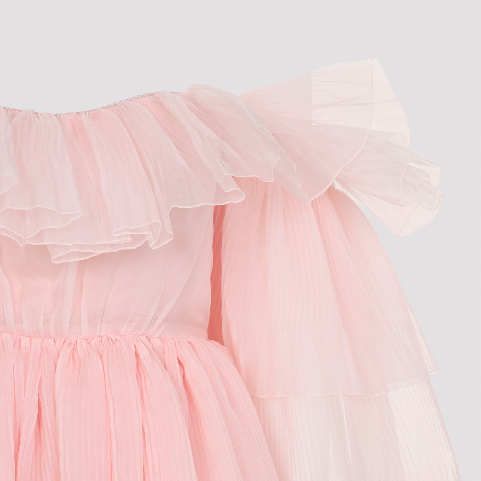 Giambattista Valli Off-shoulder Layered Mini Dress Ruffles In Pink