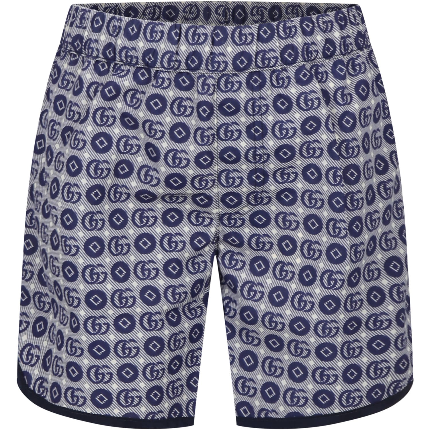 Shop Gucci Blue Swim Shorts For Boy With Double G In Bluette