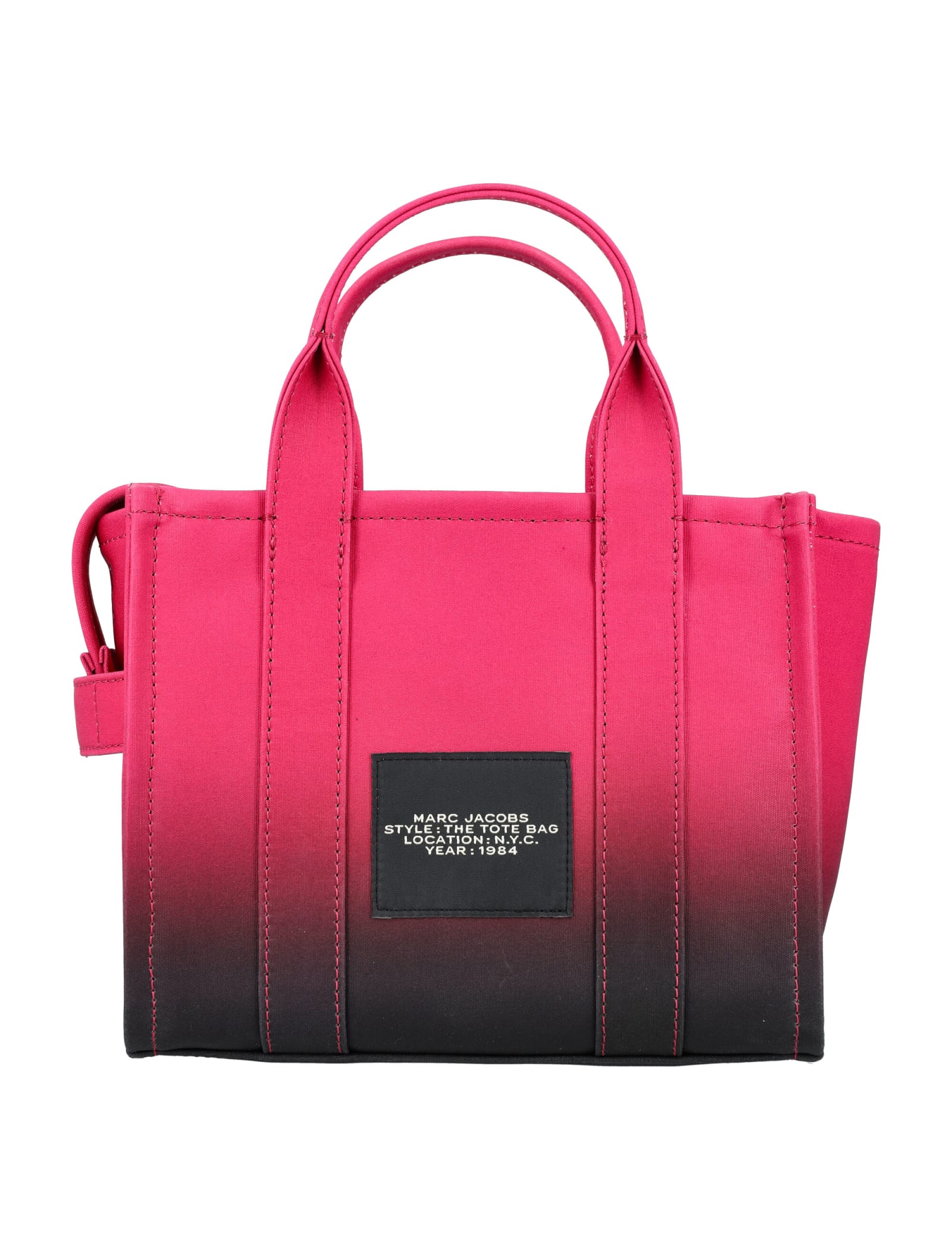 Shop Marc Jacobs The Ombré Coated Canvas Small Tote Bag In Black Hot Pink