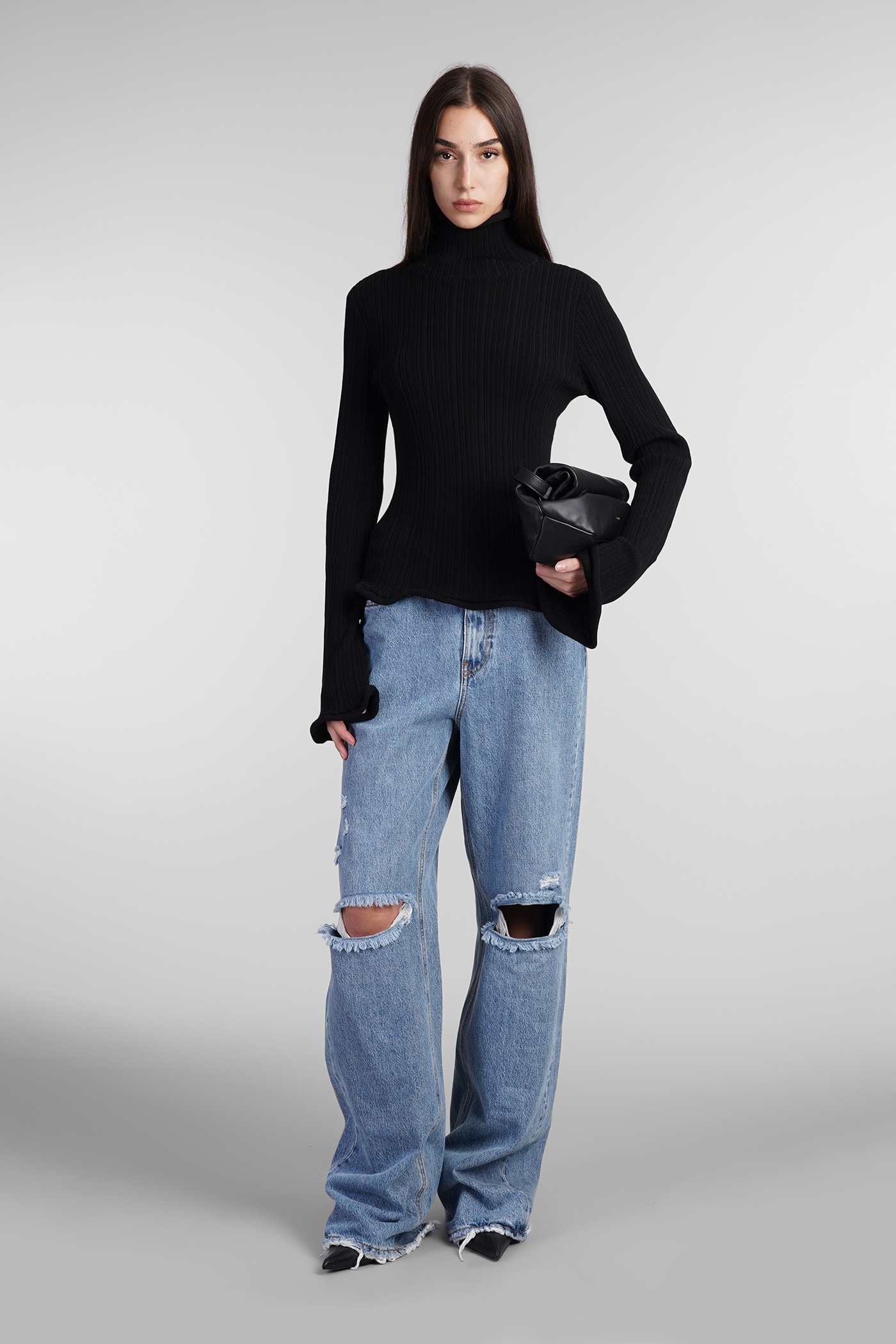 Shop Séfr Paloma Sweater Knitwear In Black Cotton