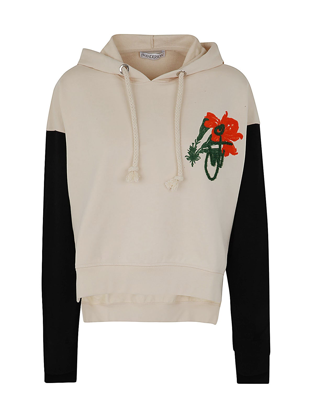 JW ANDERSON IRIS PRINT RELAXED FIT CROPPED HOODIE