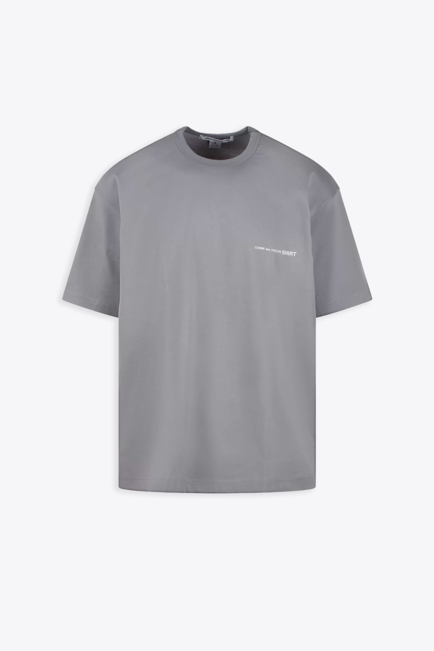 Shop Comme Des Garçons Shirt Mens T-shirt Knit Grey Cotton Oversize T-shirt With Chest Logo In Grigio