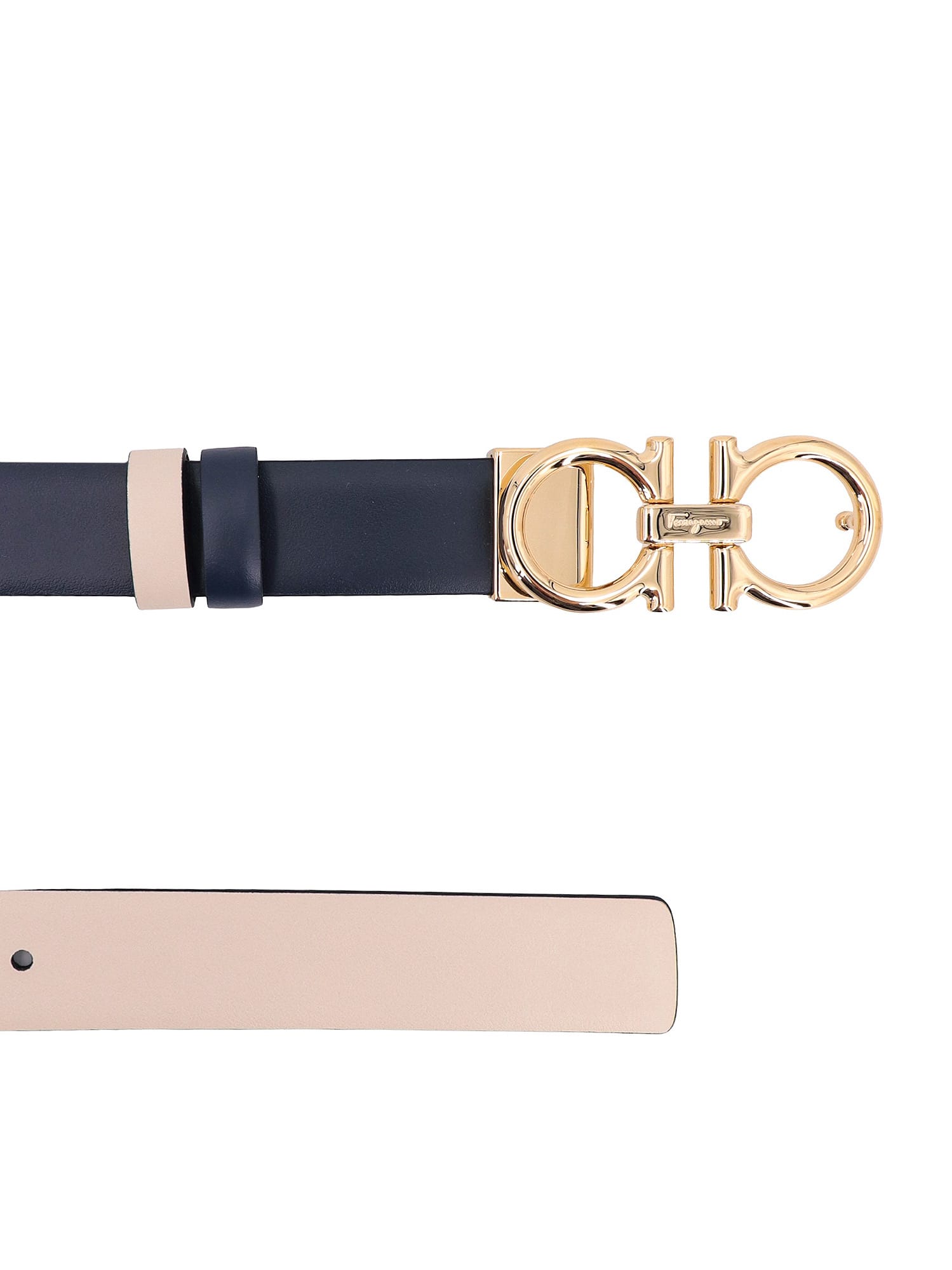 Shop Ferragamo Belt In Navy/bone