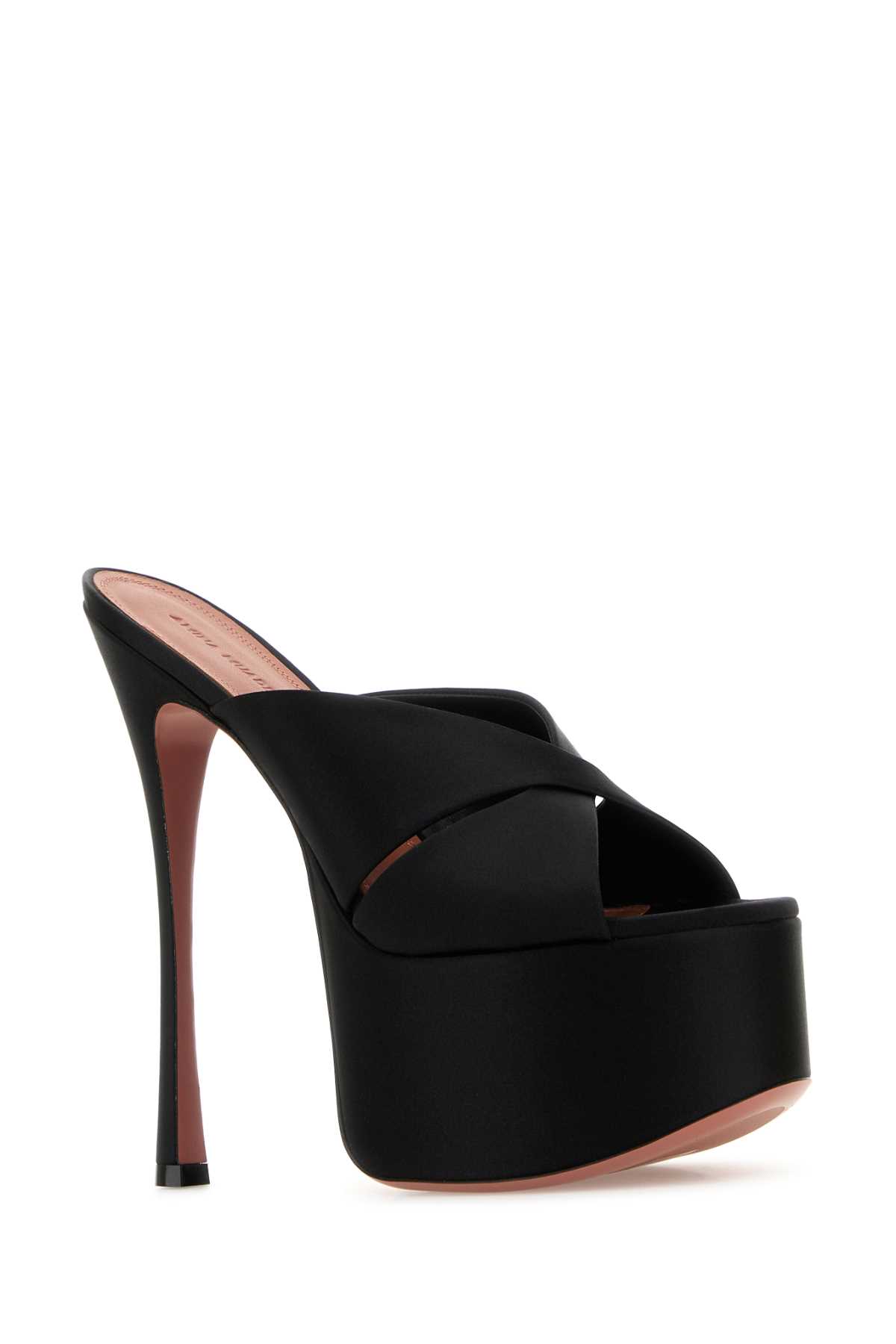 Amina Muaddi Salma 60 Satin Slipper With High Thin Heels
