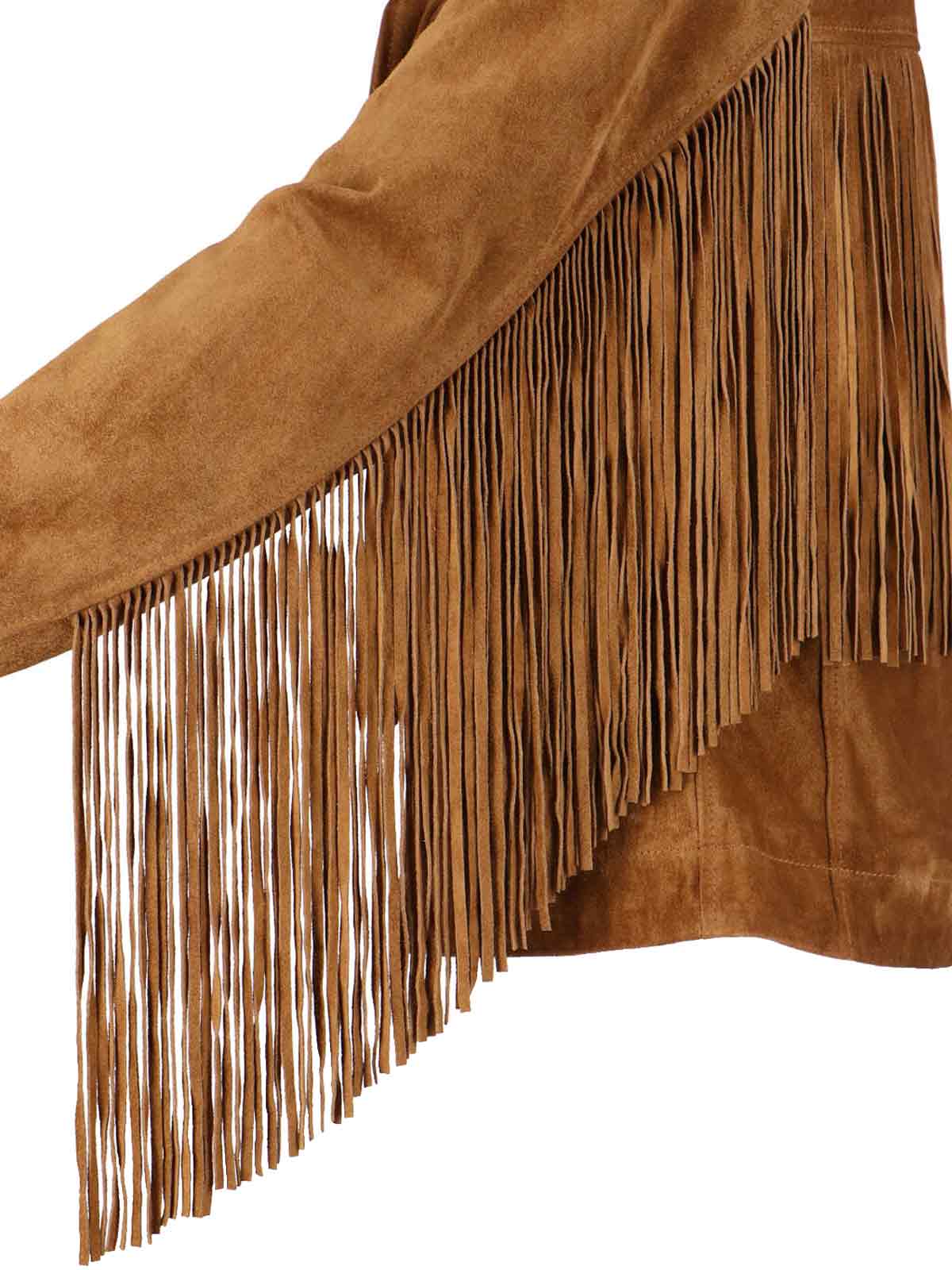 Golden Goose Tobacco Suede Fringe Jacket In Brown