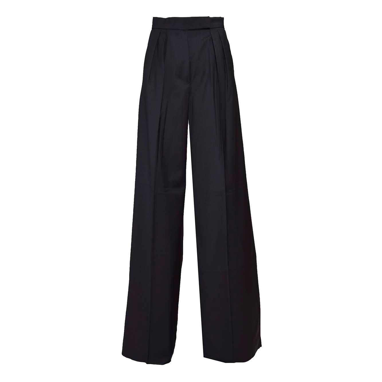 Shop Max Mara Mid-rise Wide Leg Trousers In Nero