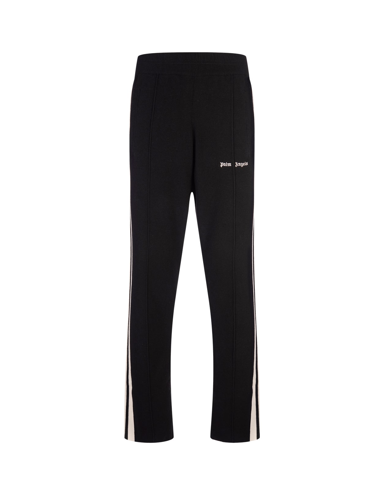 Shop Palm Angels Black Wool And Cashmere Track Trousers