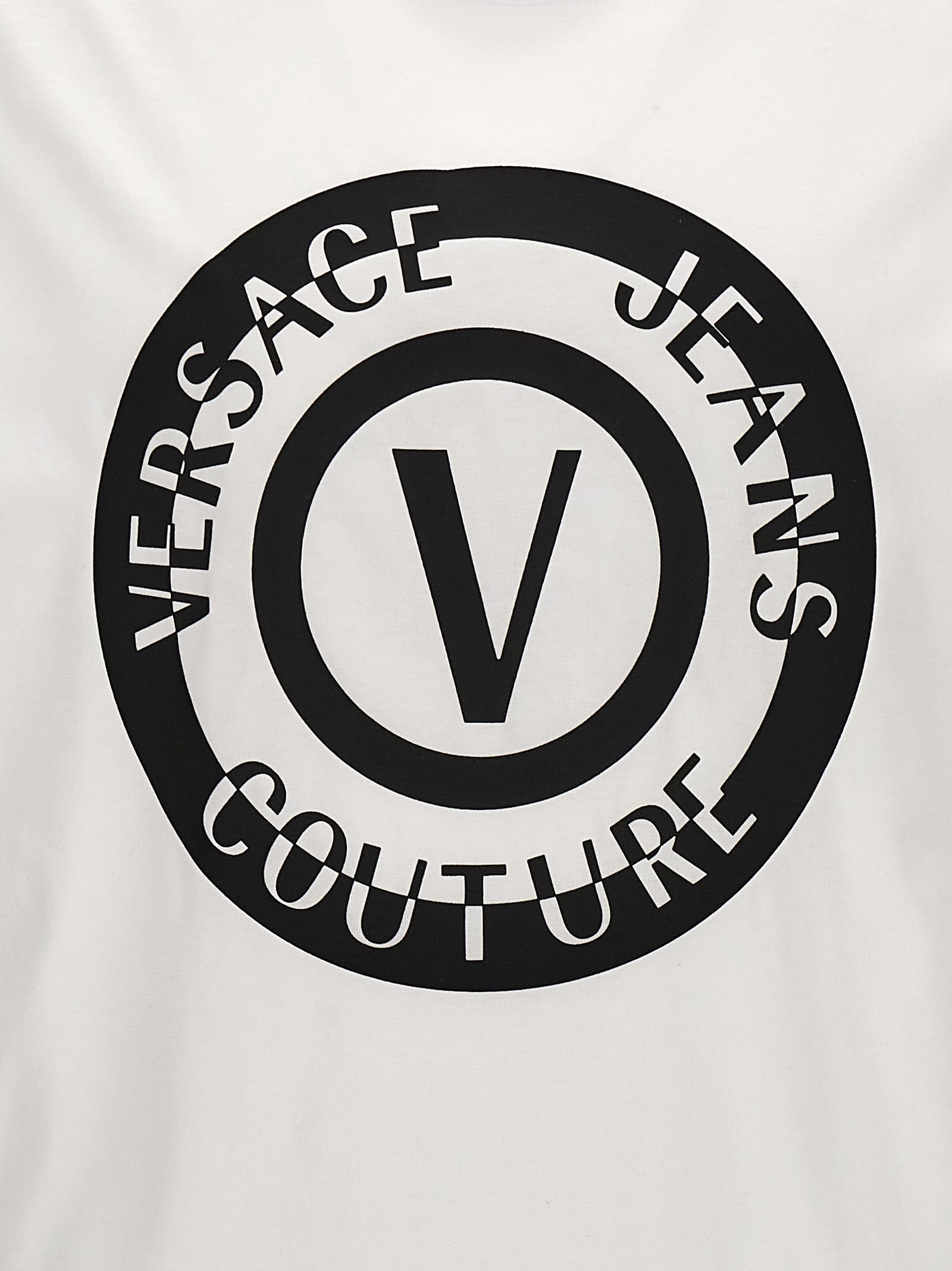 Shop Versace Jeans Couture Logo T-shirt In White/black