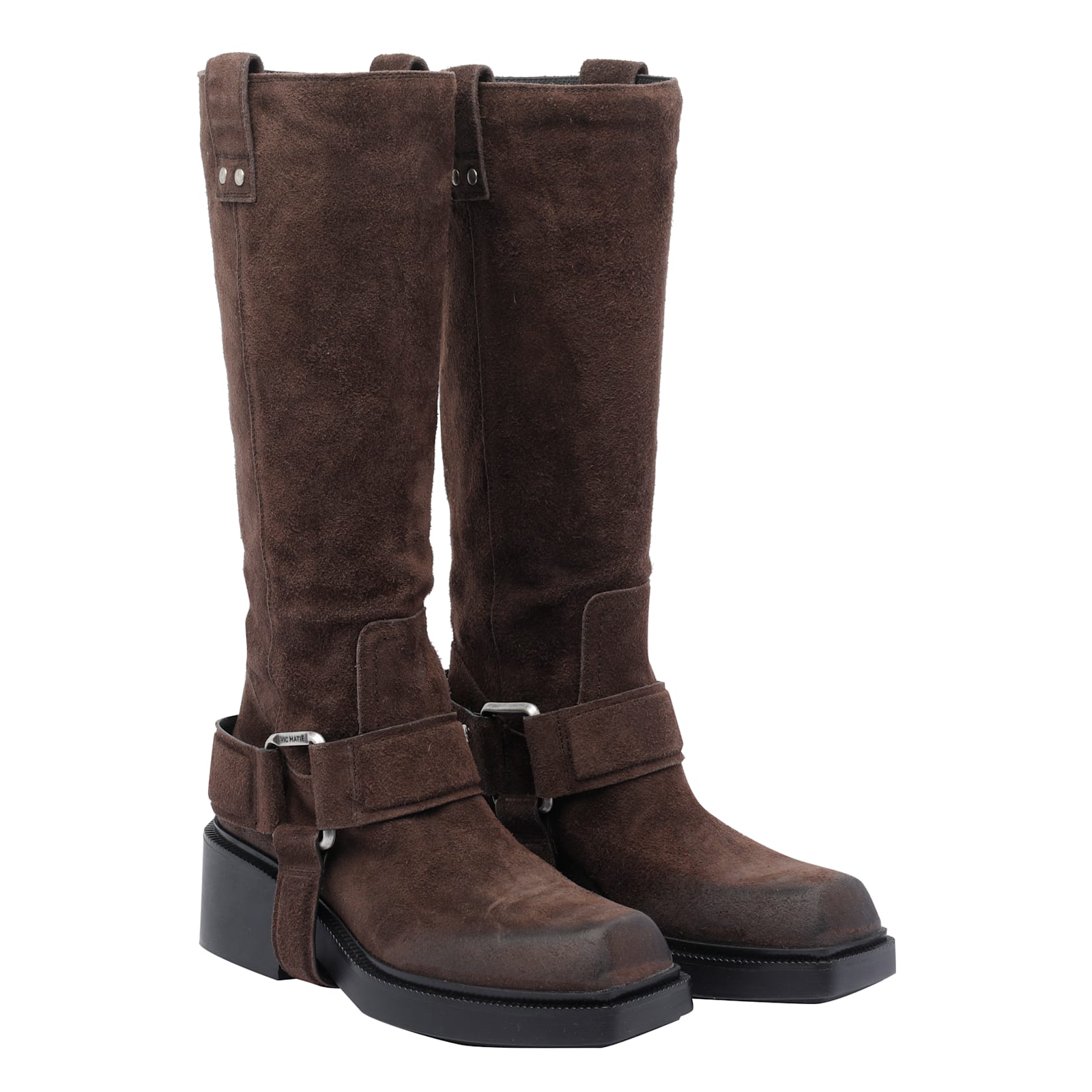 Vic Matie Saddle Calf-length Boots In Brown