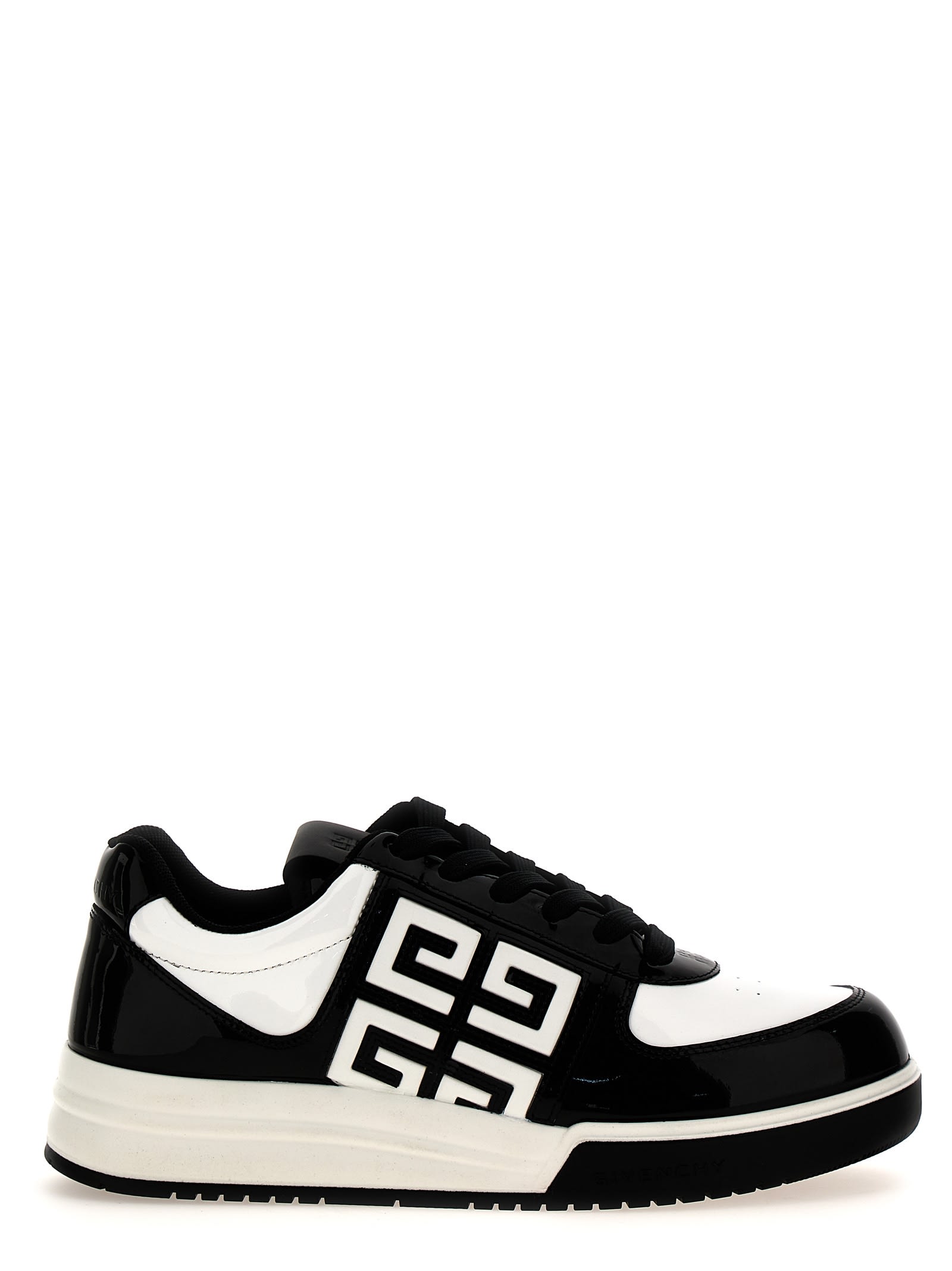 GIVENCHY WHITE/BLACK PATENT LEATHER G4 SNEAKERS