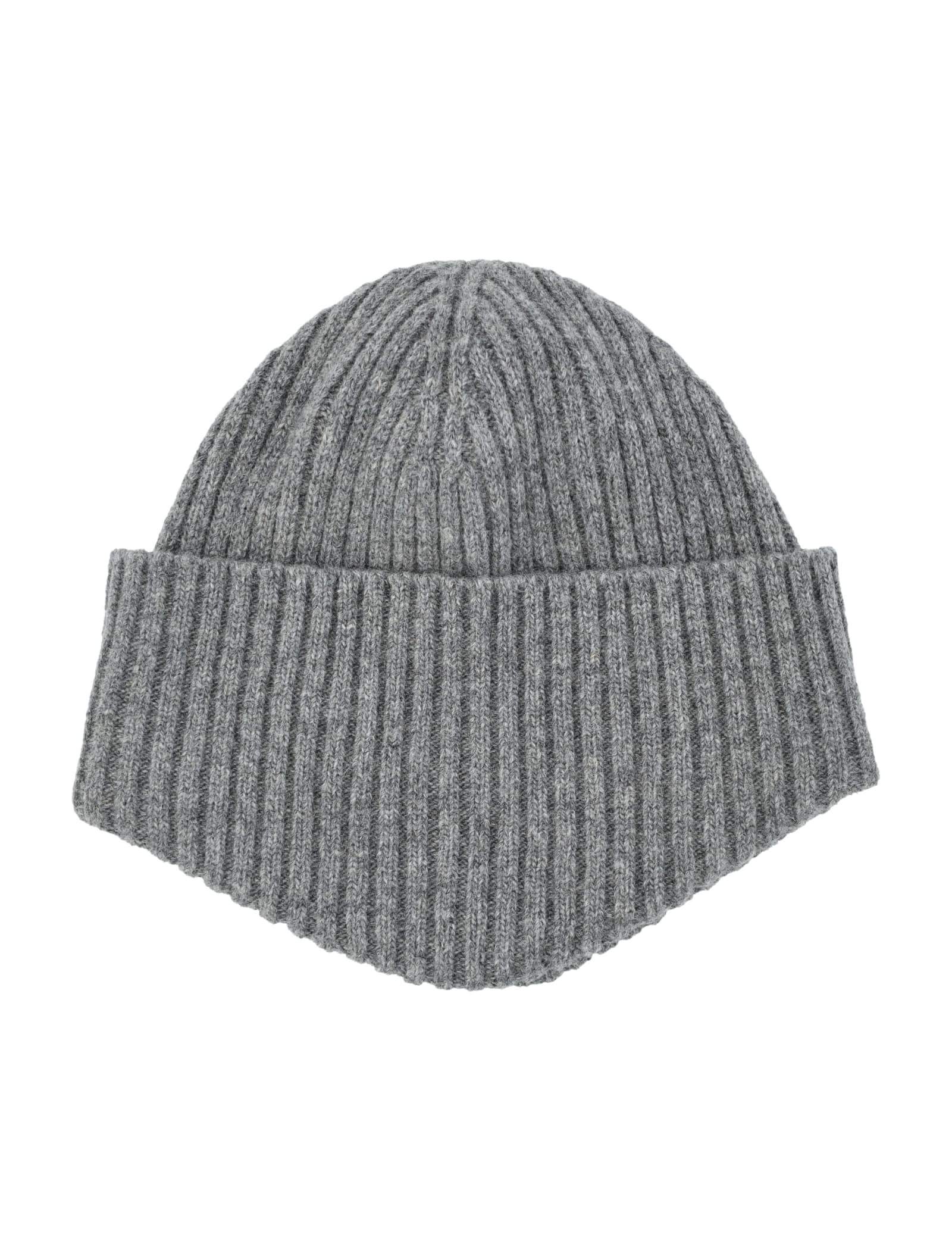 Shop Emporio Armani Ribbed Wool Beanie Hat In 0630