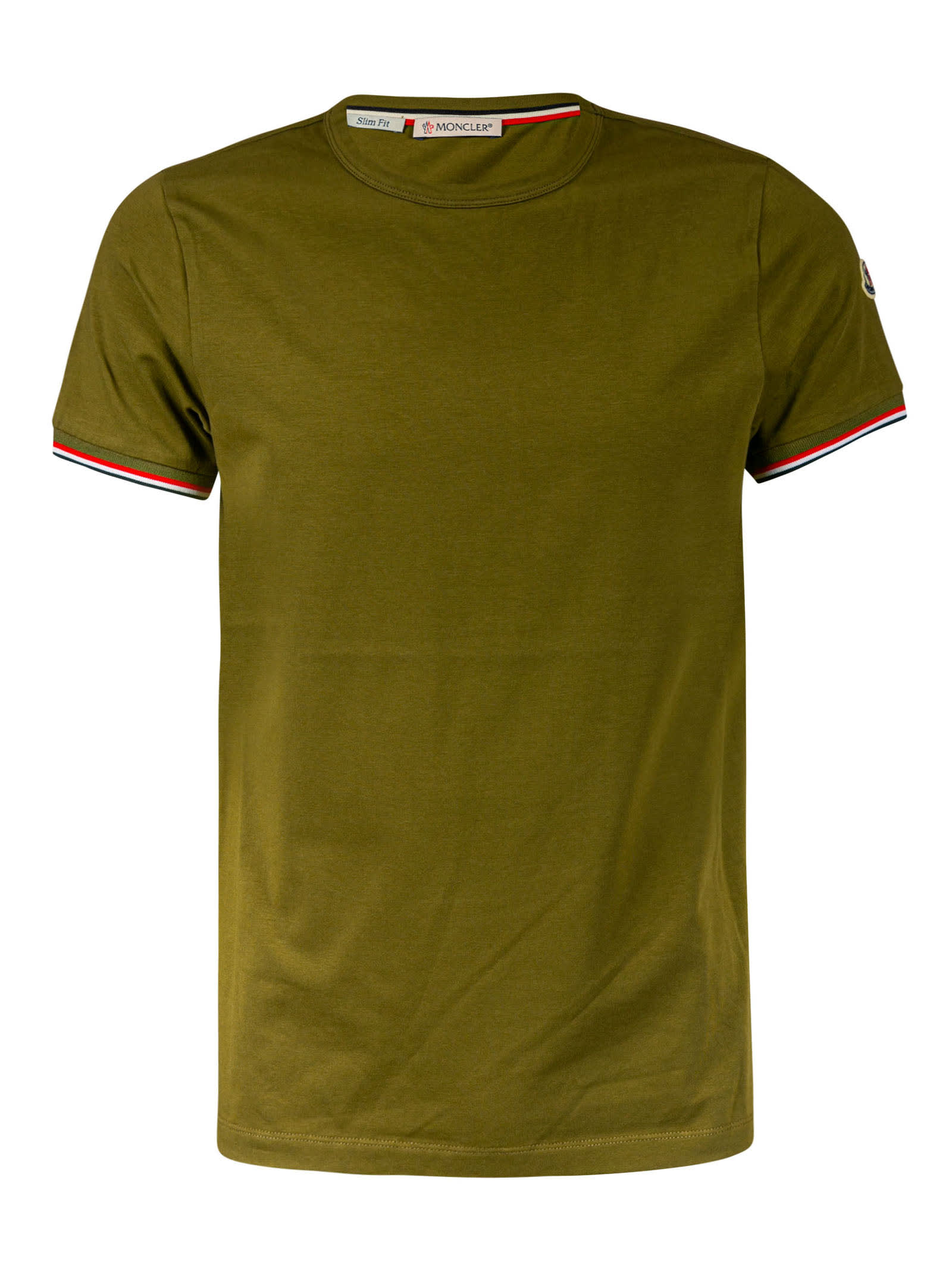 Moncler Round Neck T-shirt In Khaki Green