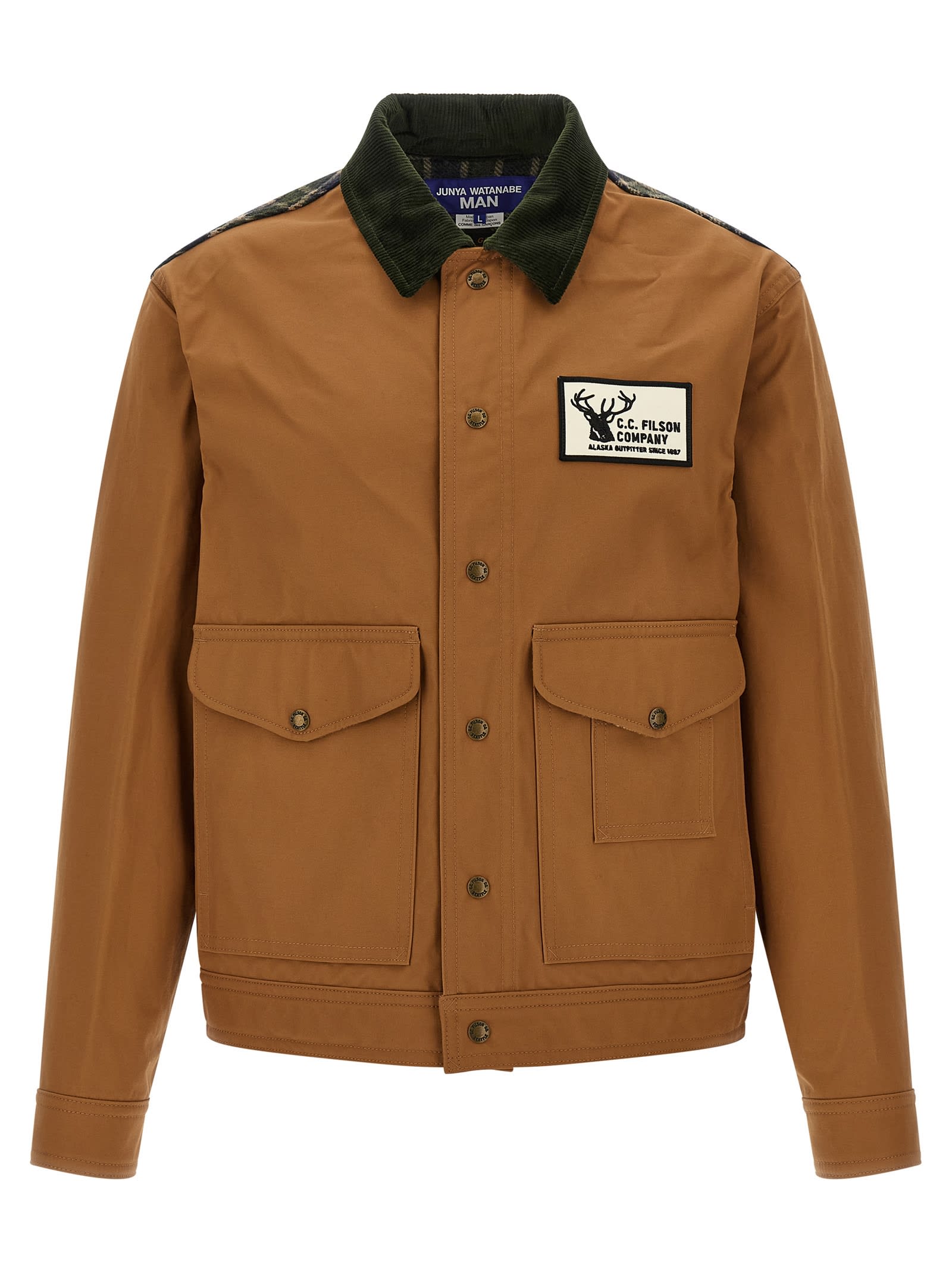 Junya Watanabe Cotton Oxford X Wool Nylon Check Filson Jacket In Brown