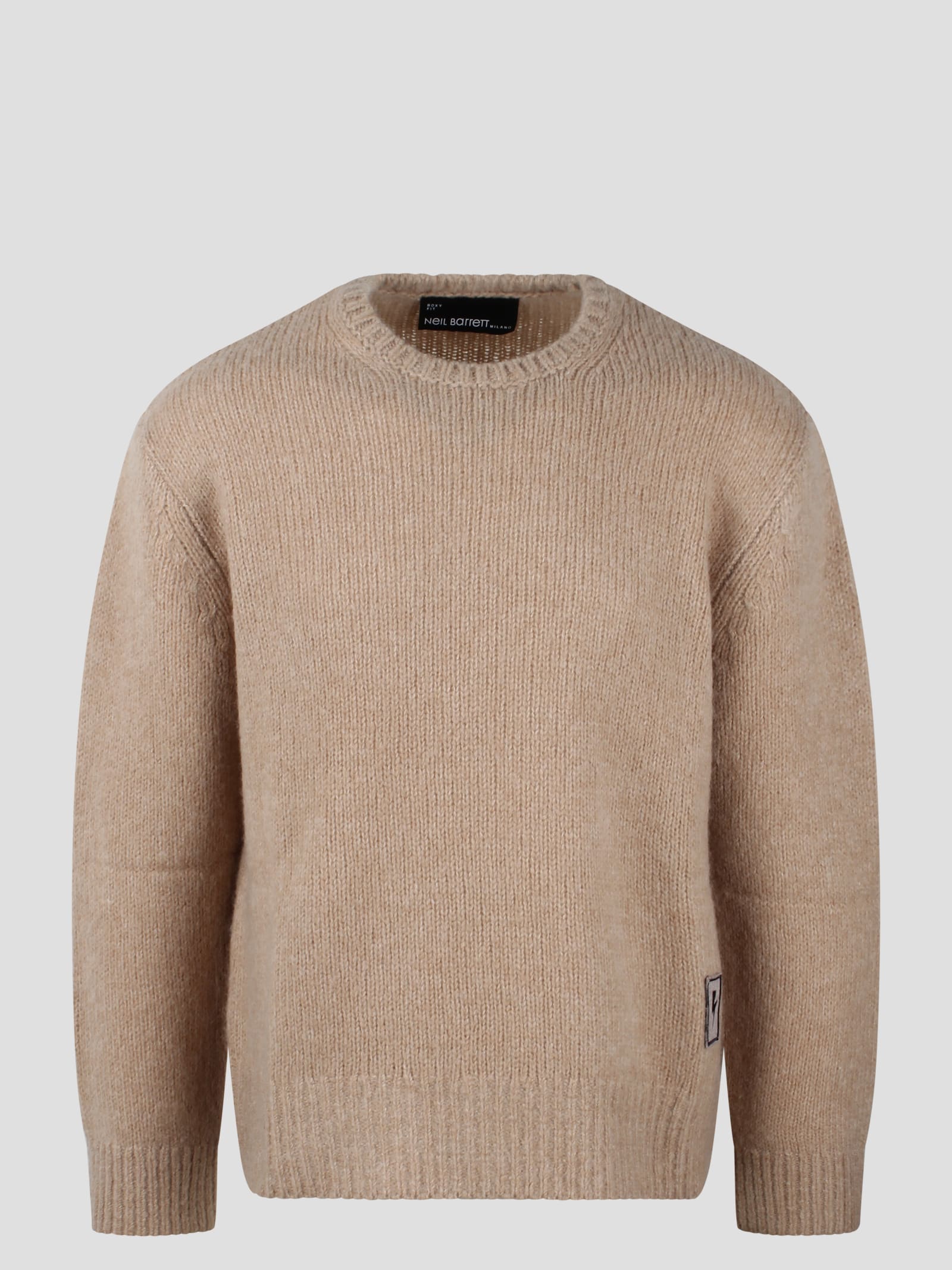 Shop Neil Barrett Thunderbolt Patch Sweater In Light Brown